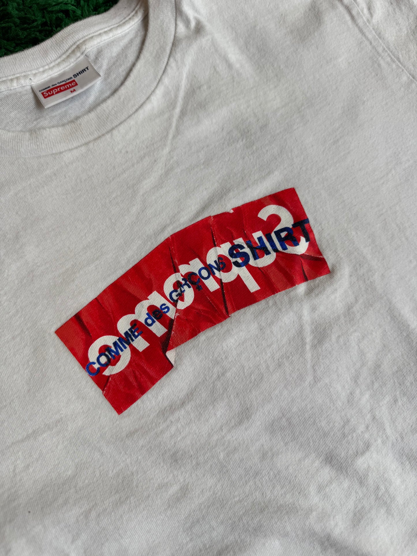 Supreme x CDG Crinkle Box Logo Tee “White”