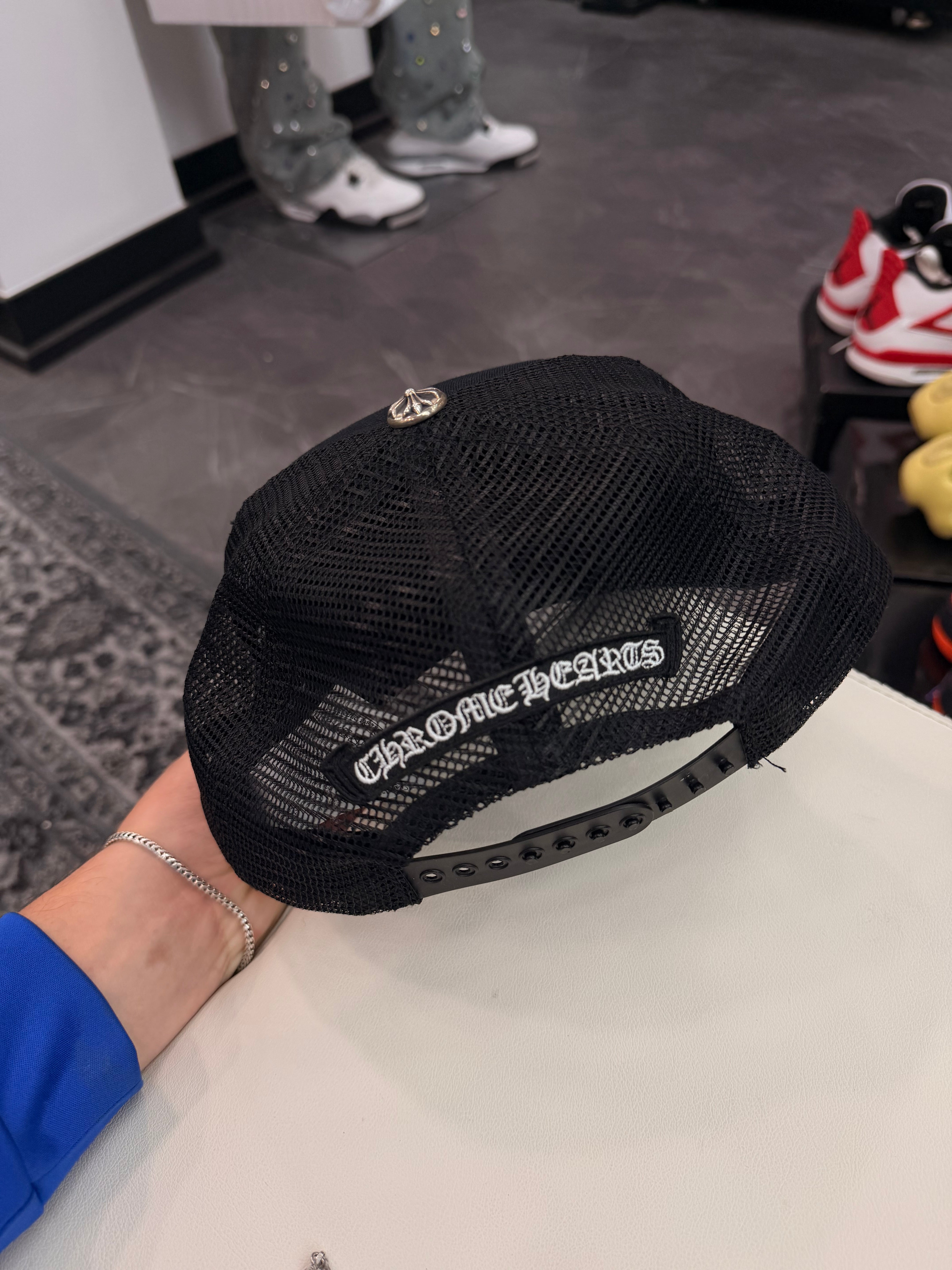 Chrome Hearts Triple Cross Cemetery Trucker Hat Black