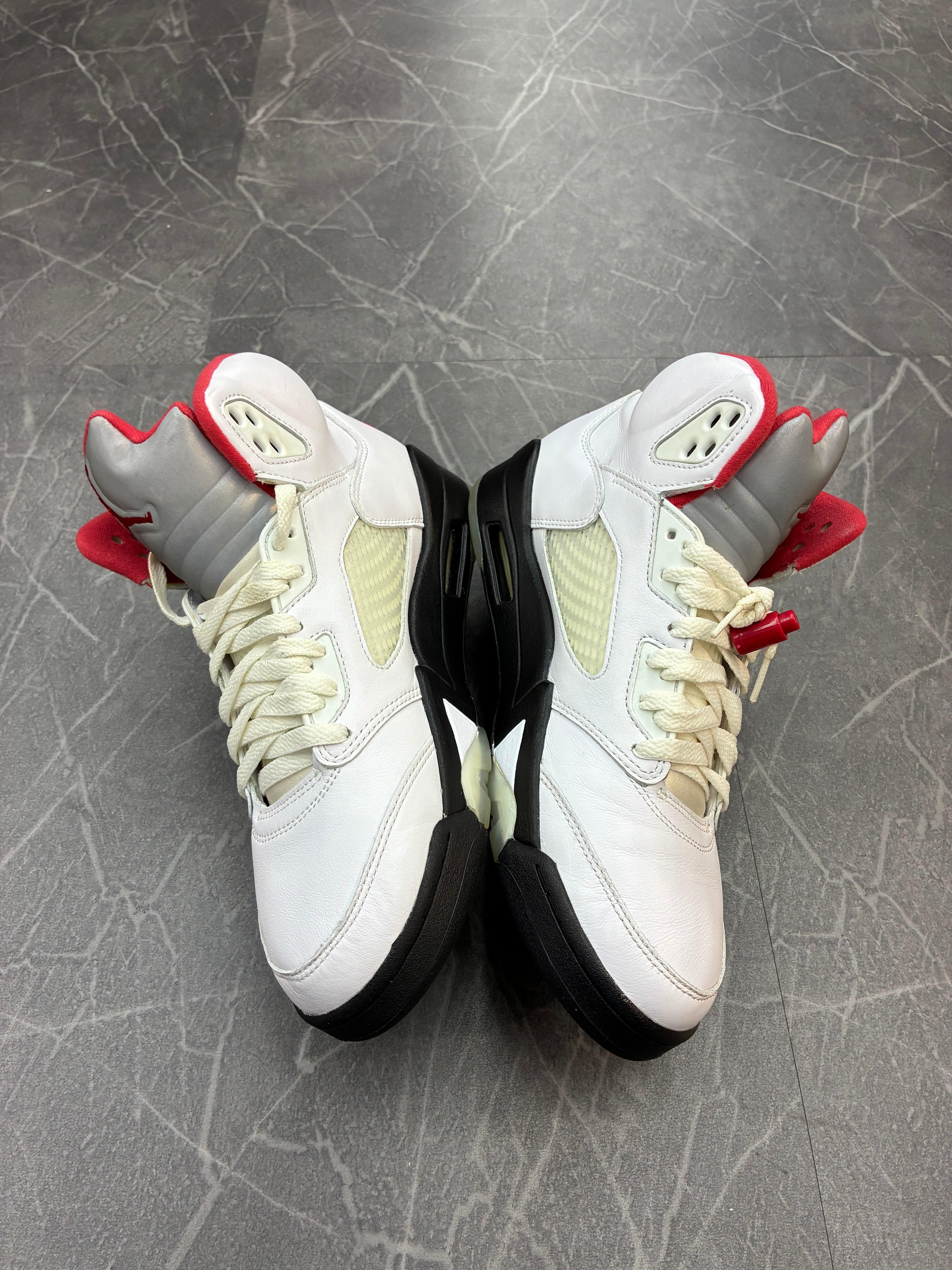 Jordan 5 Fire Red Silver Tongue