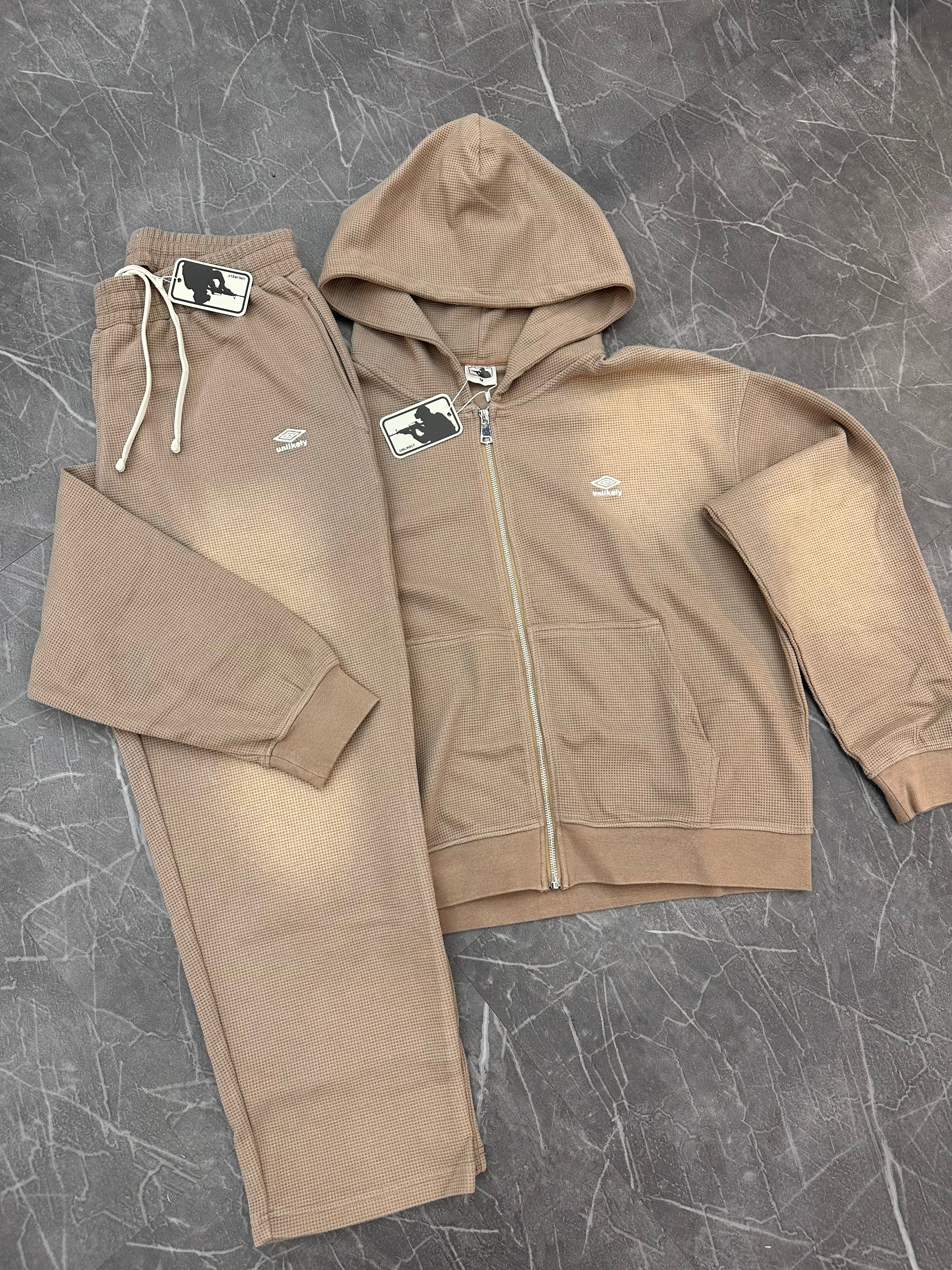 Unlikely Streetwear Coffee Brown Faded Thermal Set