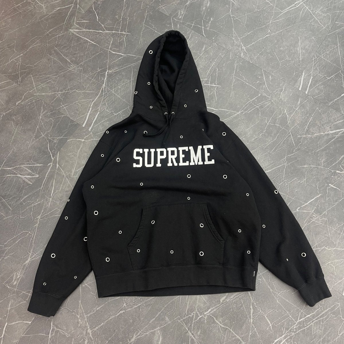 Supreme Eyelet Hooded Sweatshirt Black (Size L) (Lightly Worn)