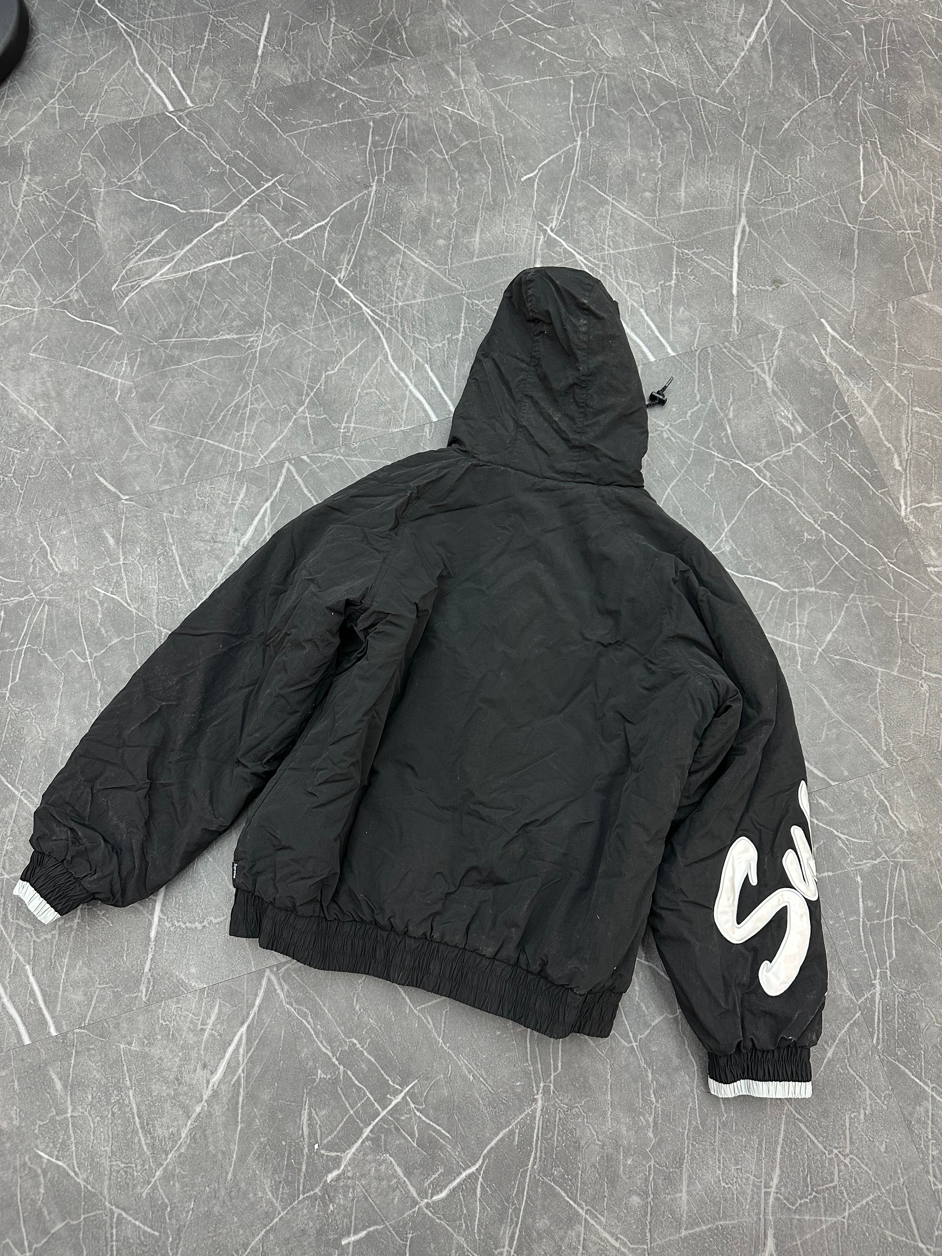 Supreme Script Sleeve Sideline Jacket “Black”