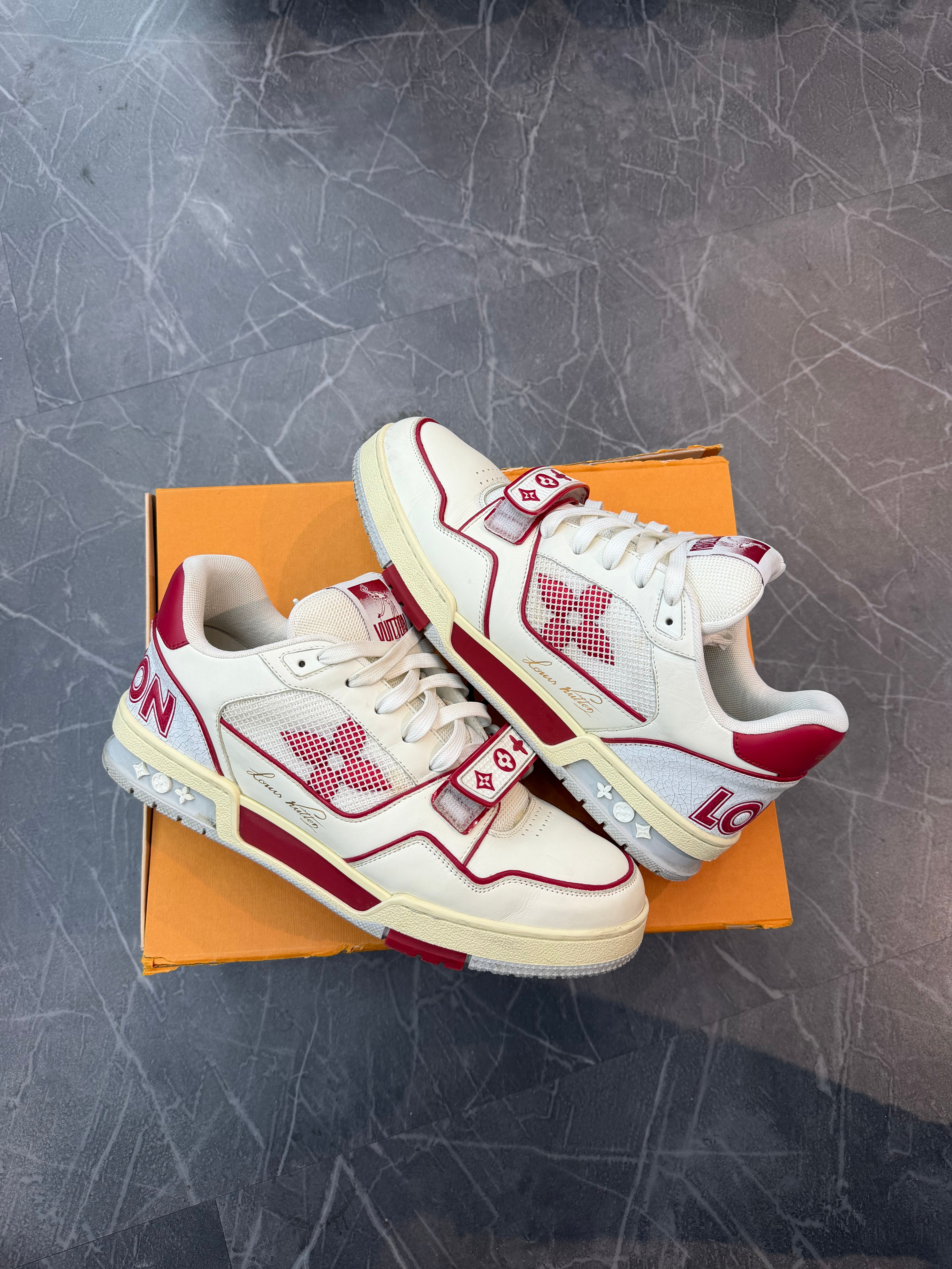 Louis Vuitton Strap Trainer White Red
