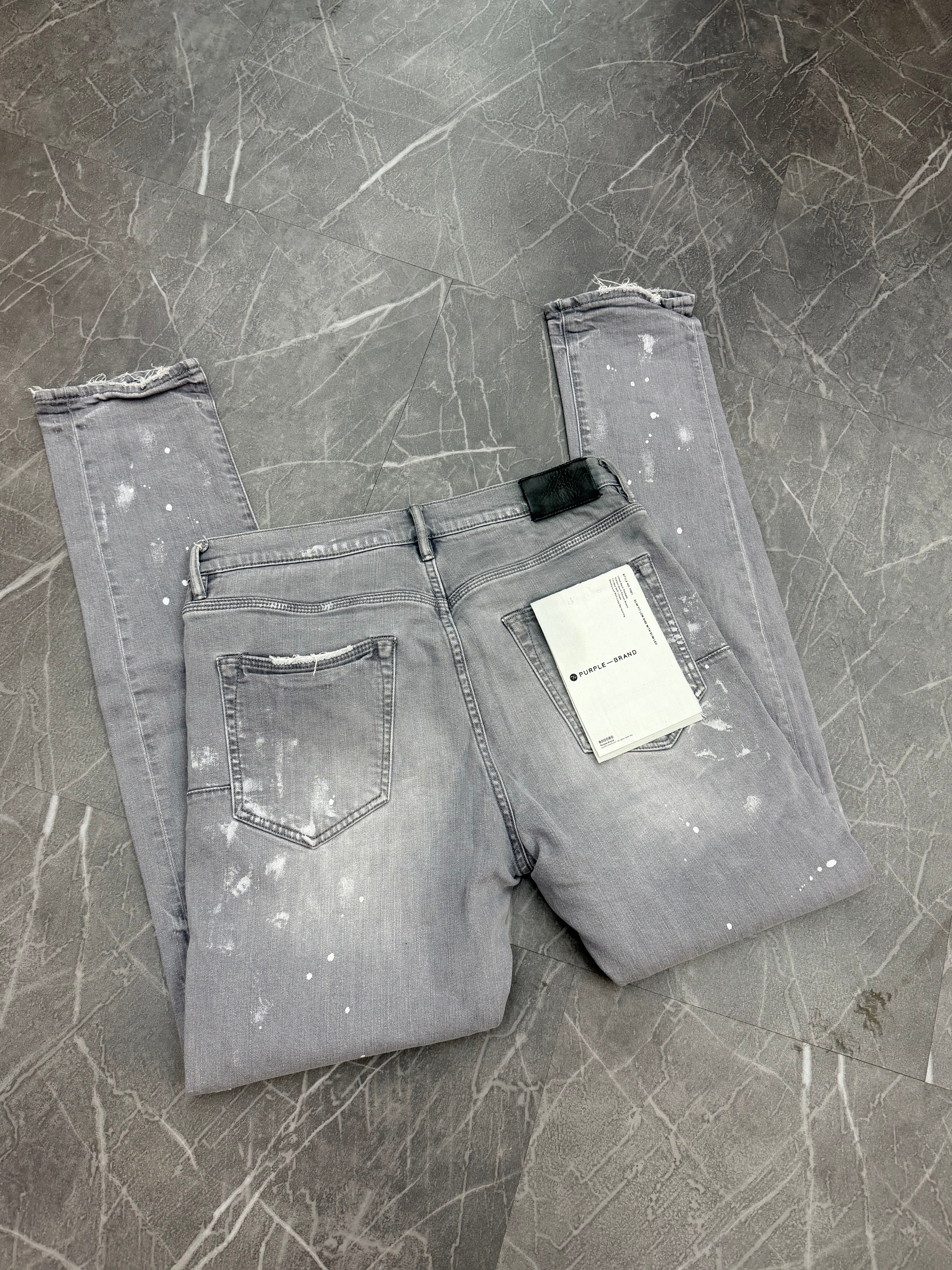 Purple Brand Jeans Grey Knee Rip Paint Splatter (33)