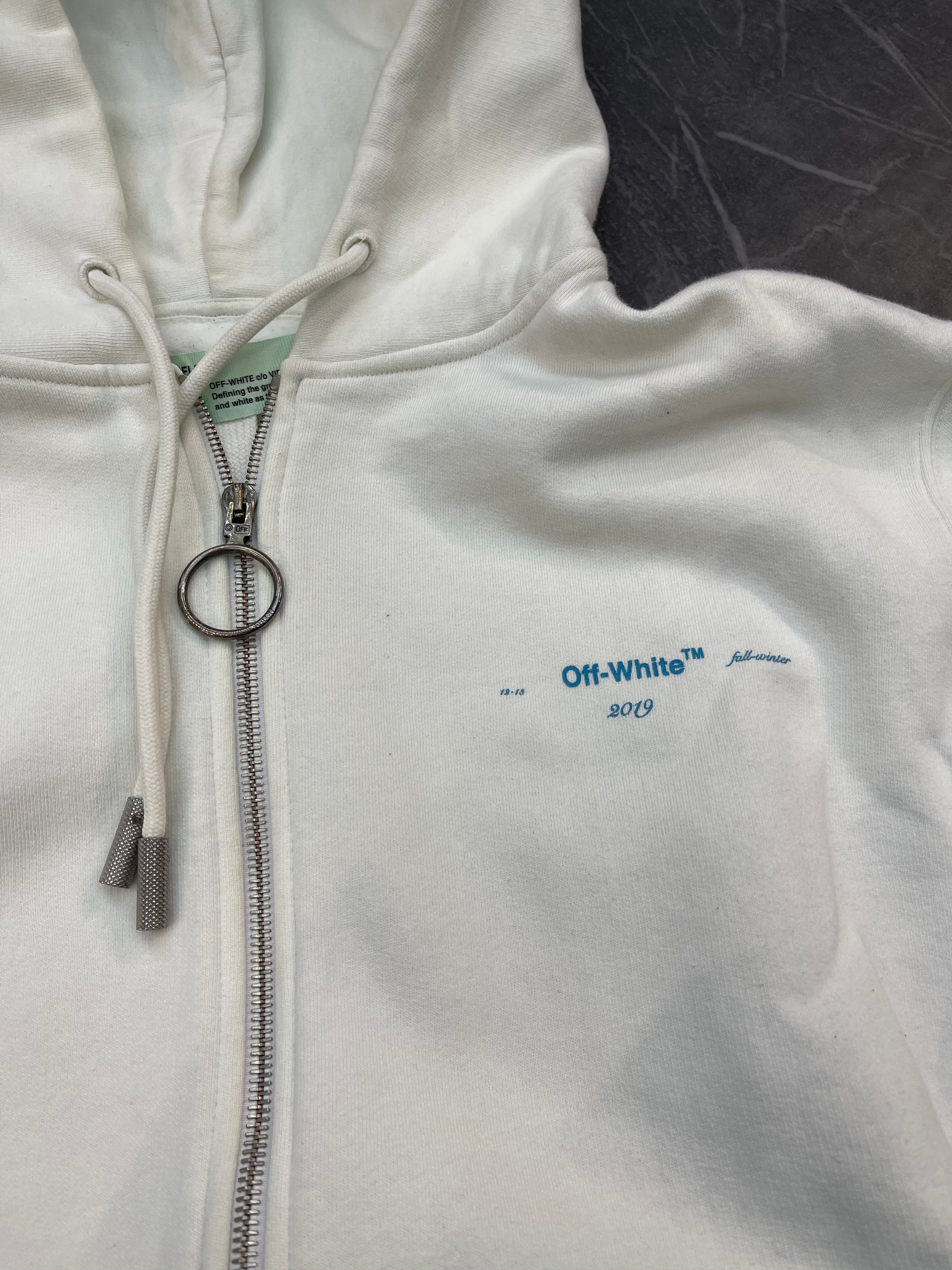 Off White Arrows Zipup Hoodie “White Blue Ombre”