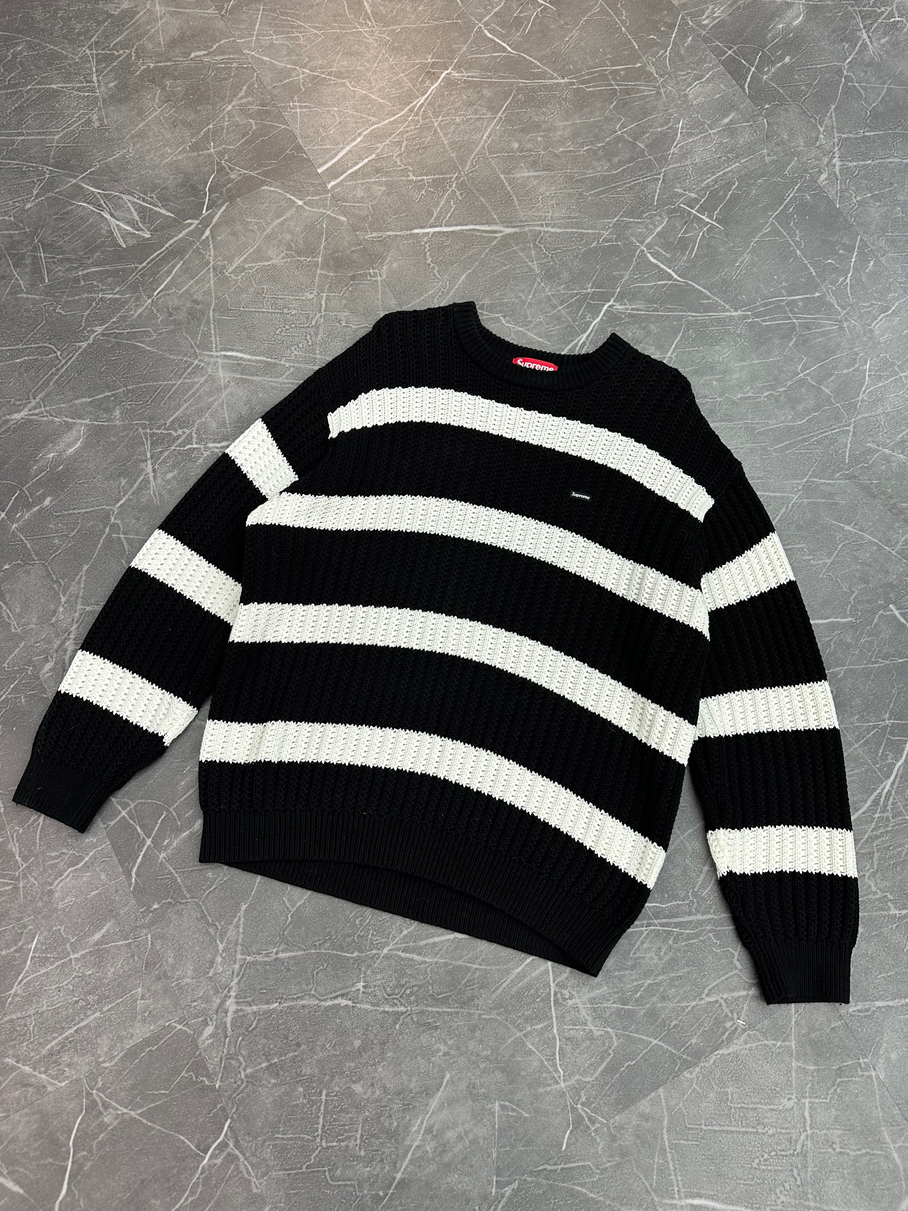 Supreme Loose Gauge Stripe Small Box Sweater Black