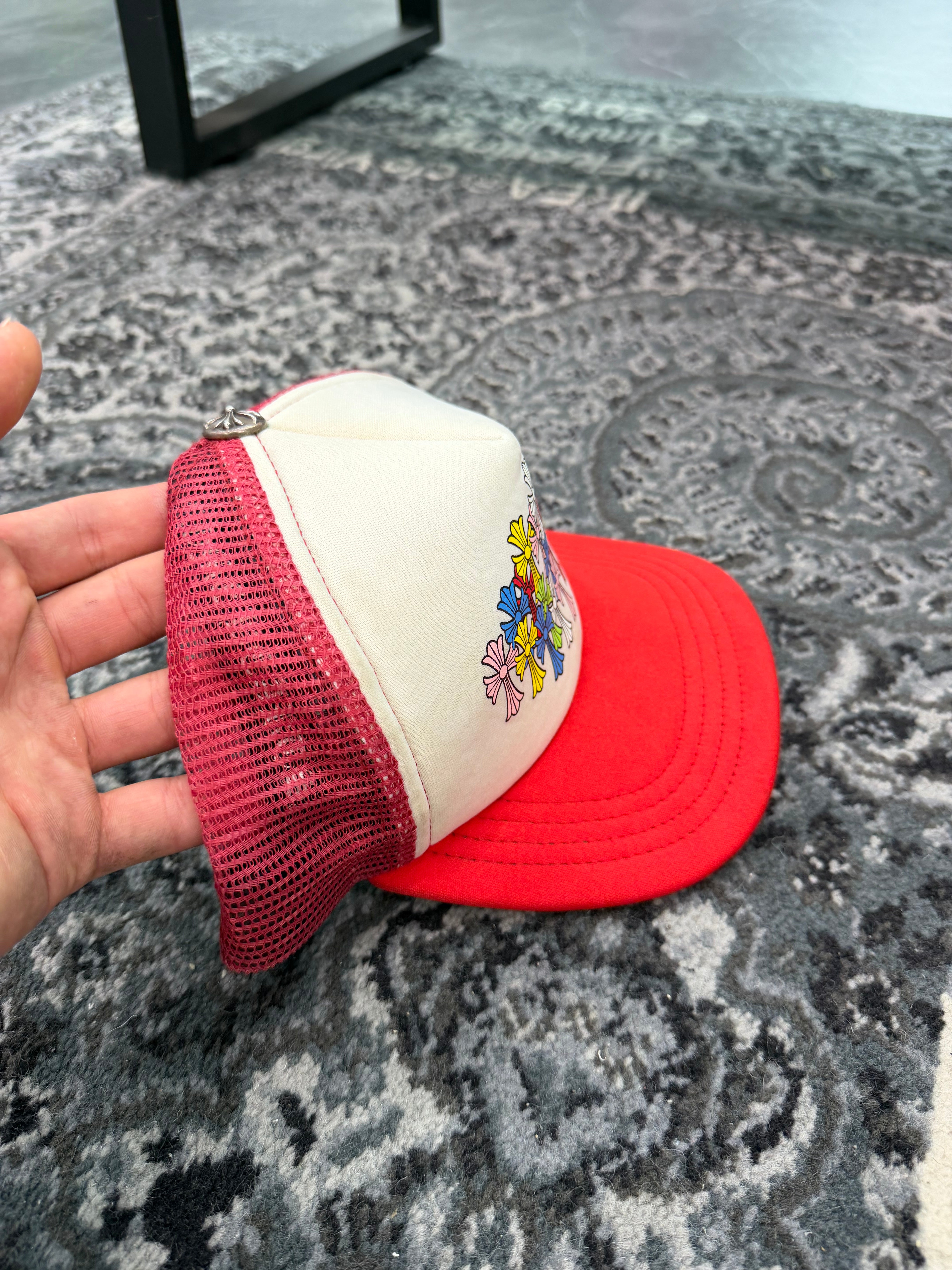 Chrome Hearts Multi Cross Cemetery Trucker Hat “Red”