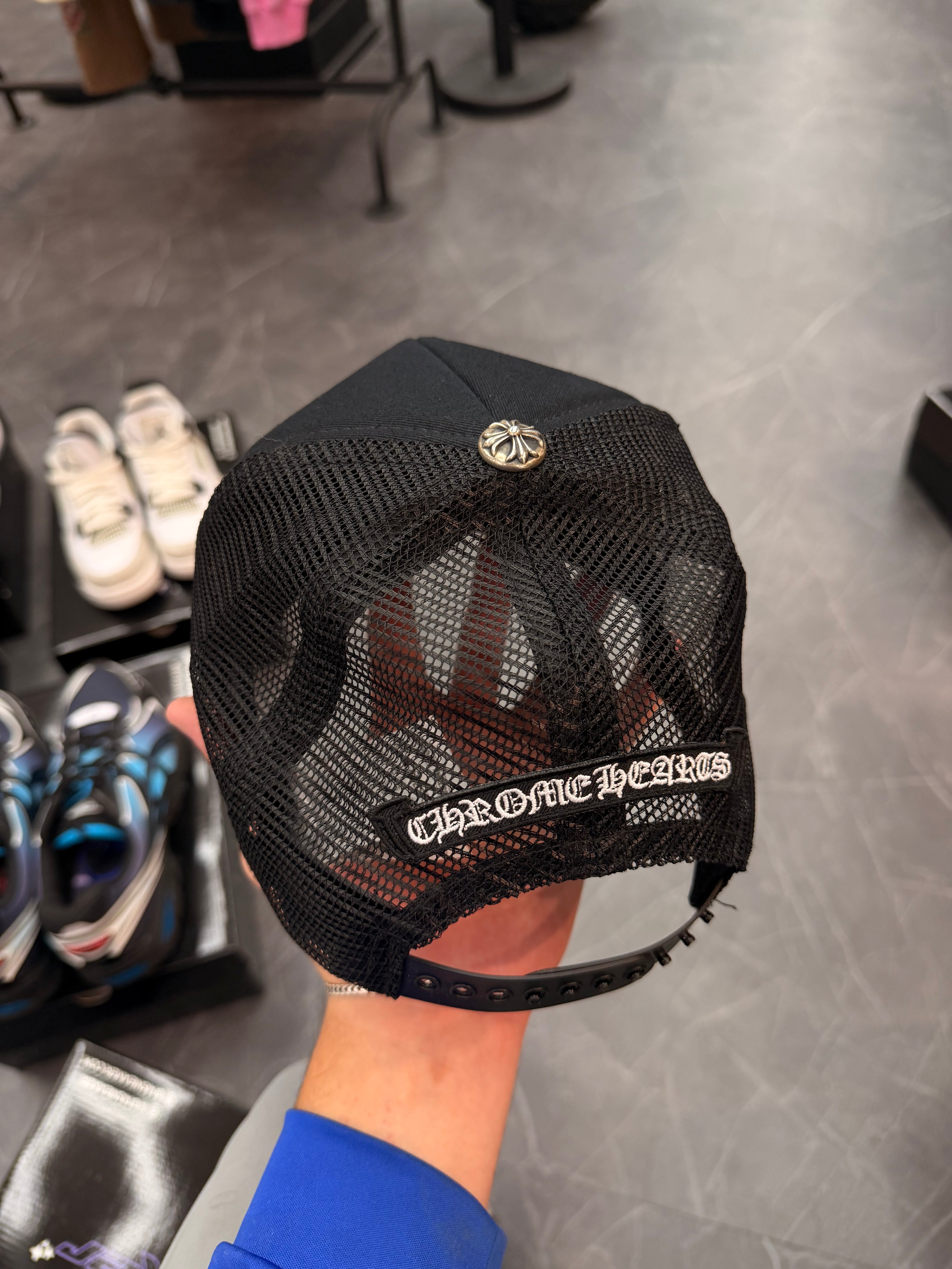 Chrome Hearts Triple Cross Cemetery Trucker Hat Black