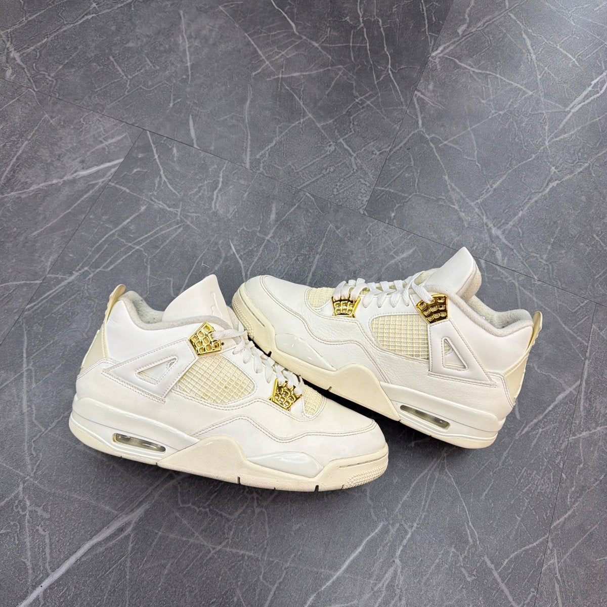 Jordan 4 Retro Metallic Gold (Women's) (Size 12W) (Lightly Worn)