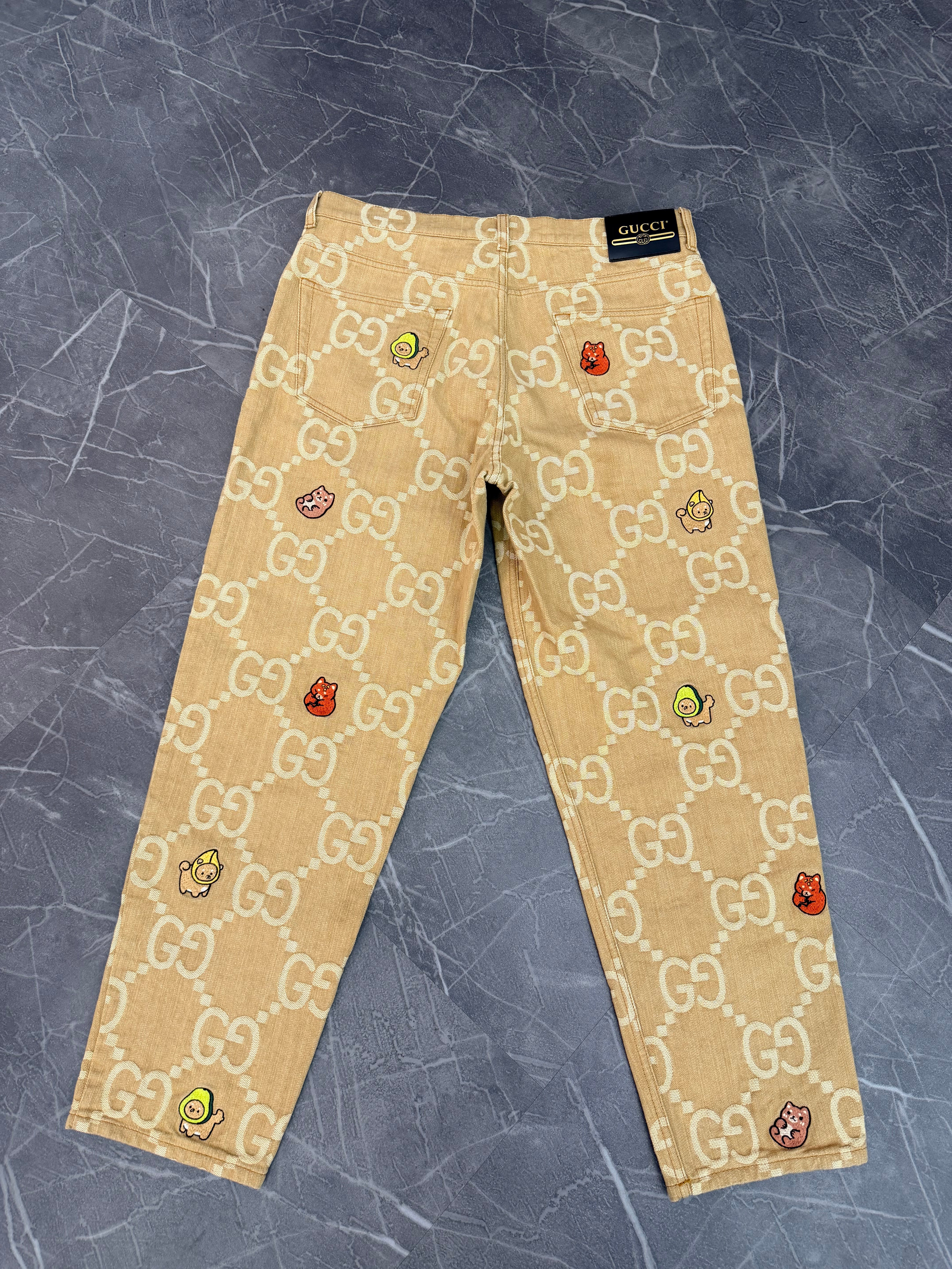 Gucci x Pikarar Embroidered Denim Jeans