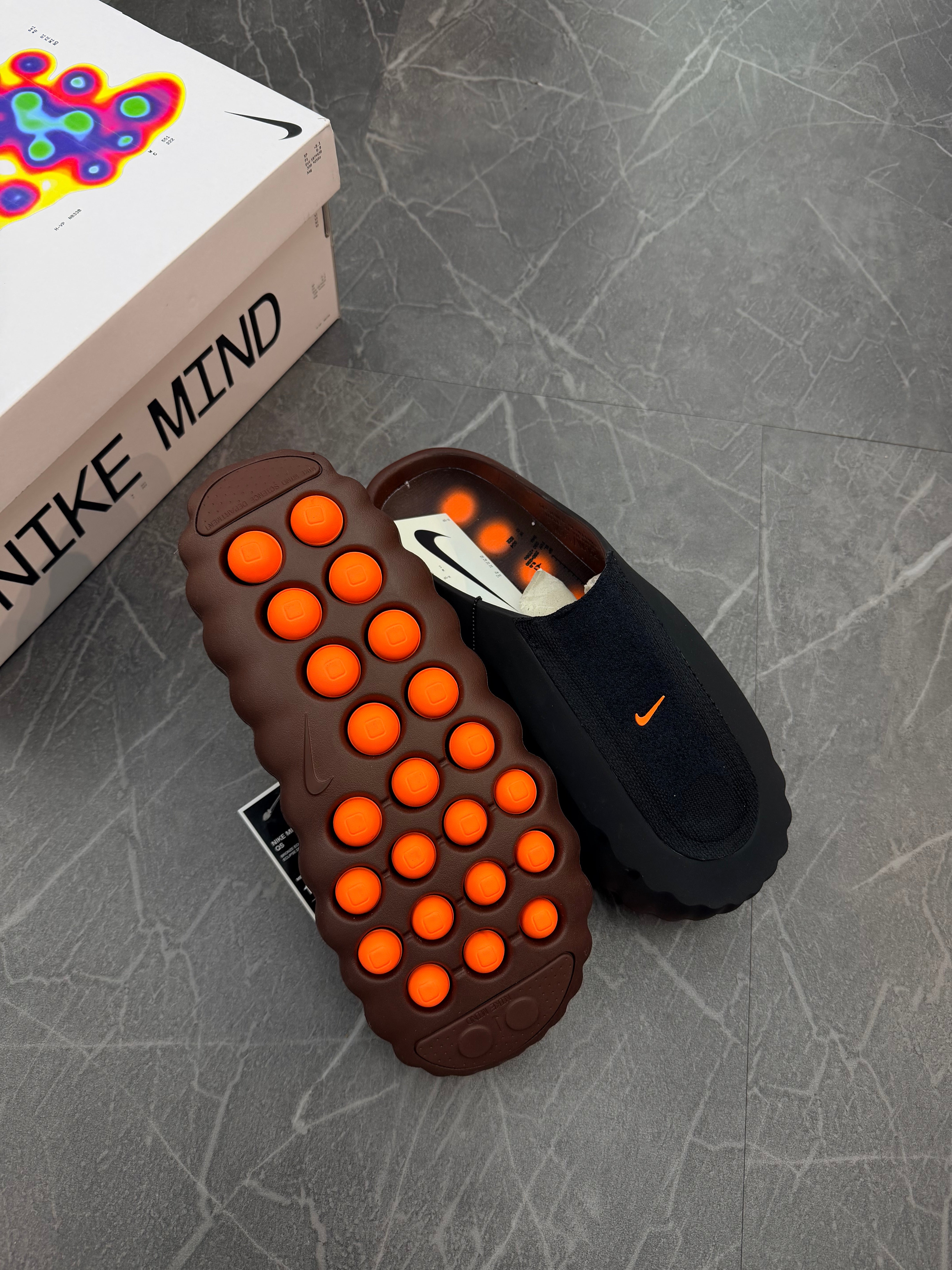 Nike Mind 001 Flyknit Slide “Bronze Eclipse Total Orange”