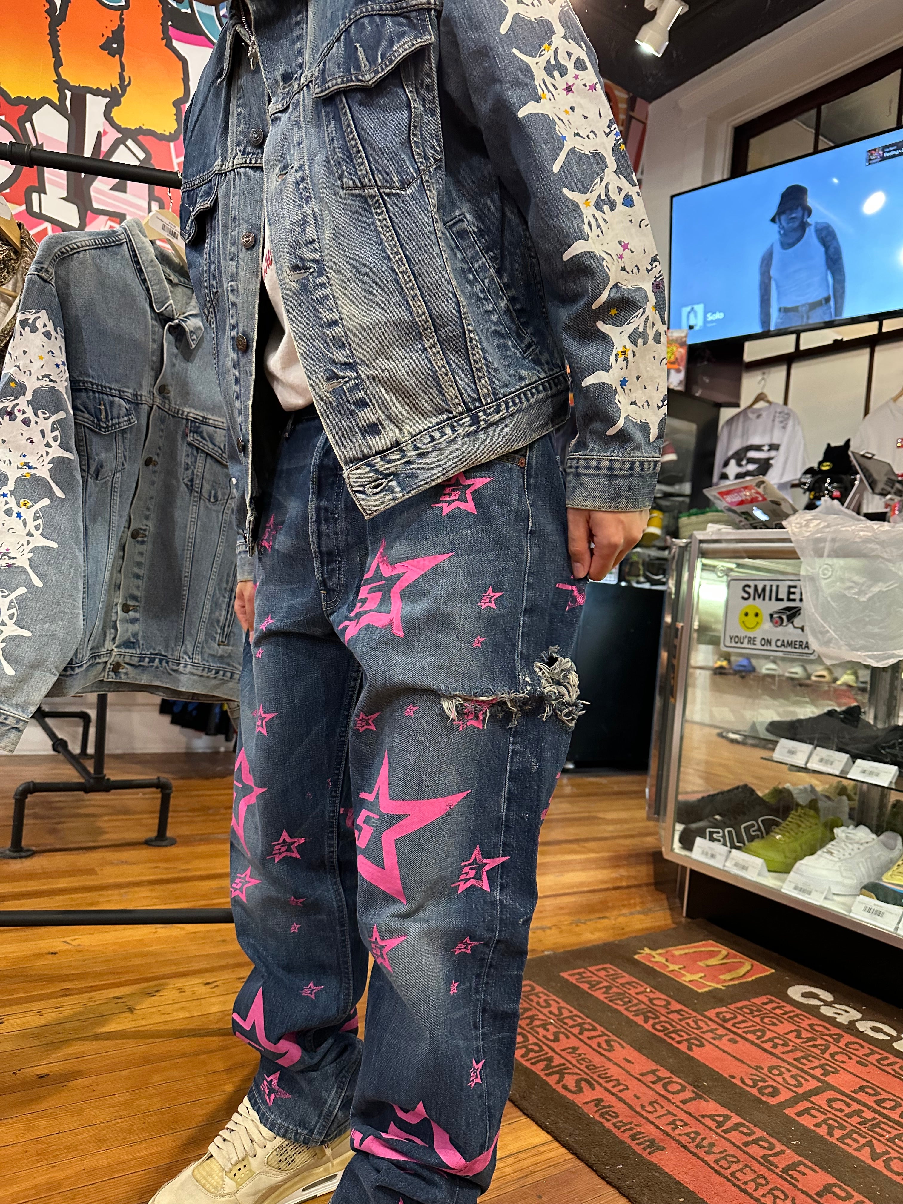 Sp5der Pink 5Star Denim Jeans (36)