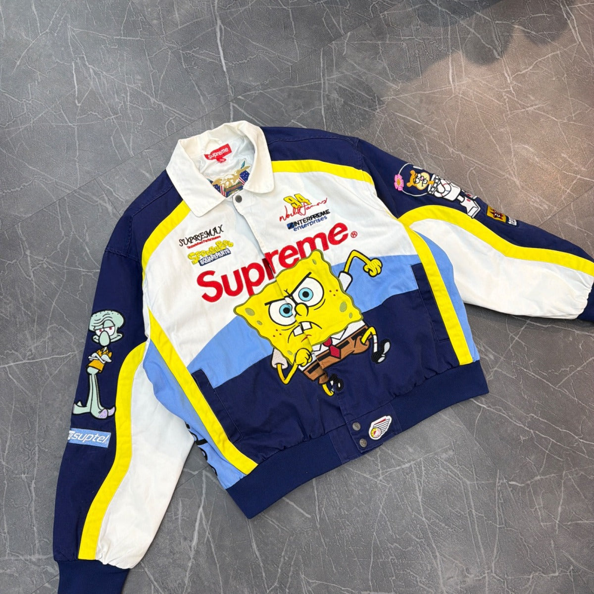 Supreme SpongeBob SquarePants Jeff Hamilton Racing Jacket White - Image 1