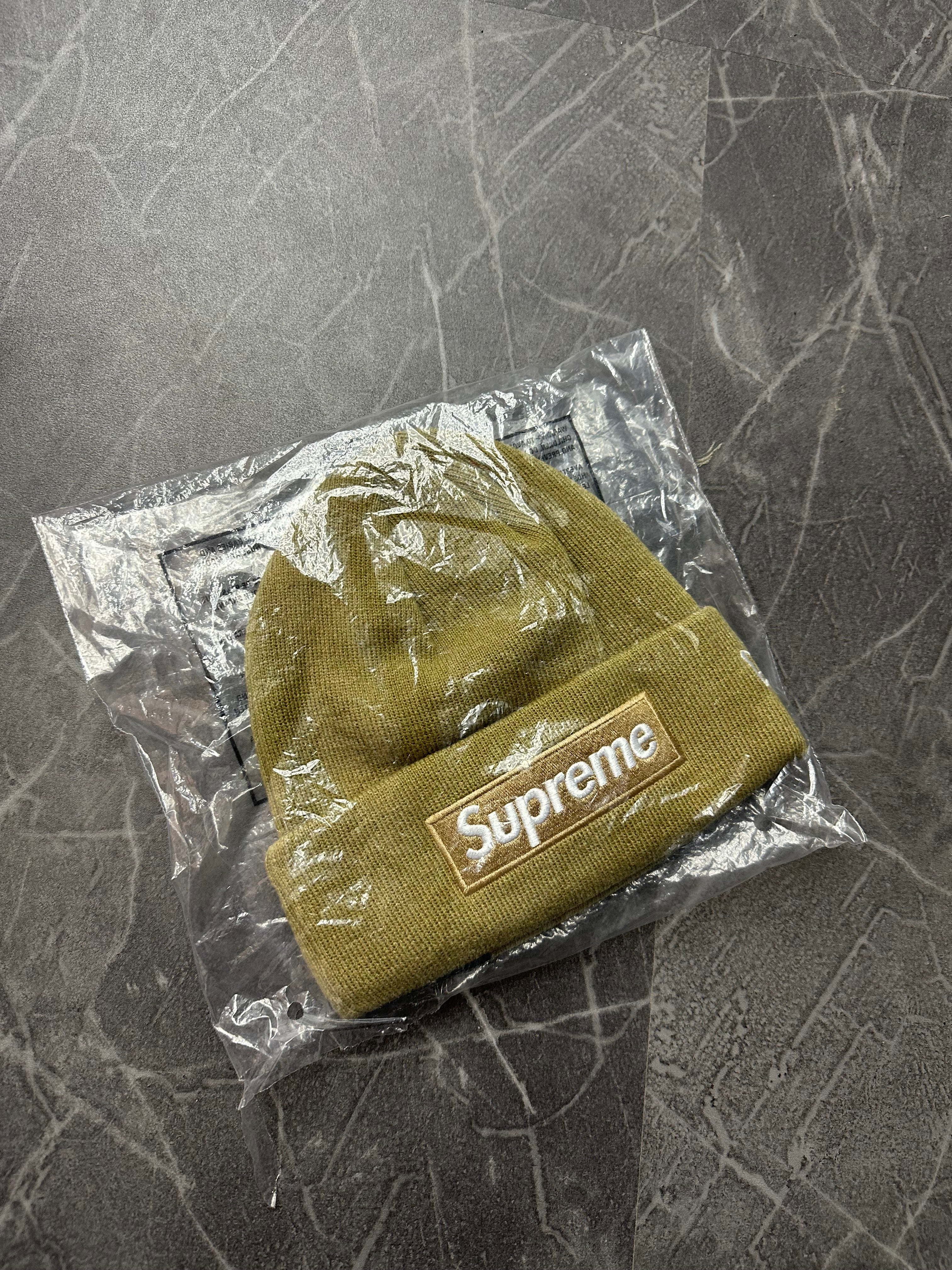 Supreme Beanie Box Logo Dark Sand