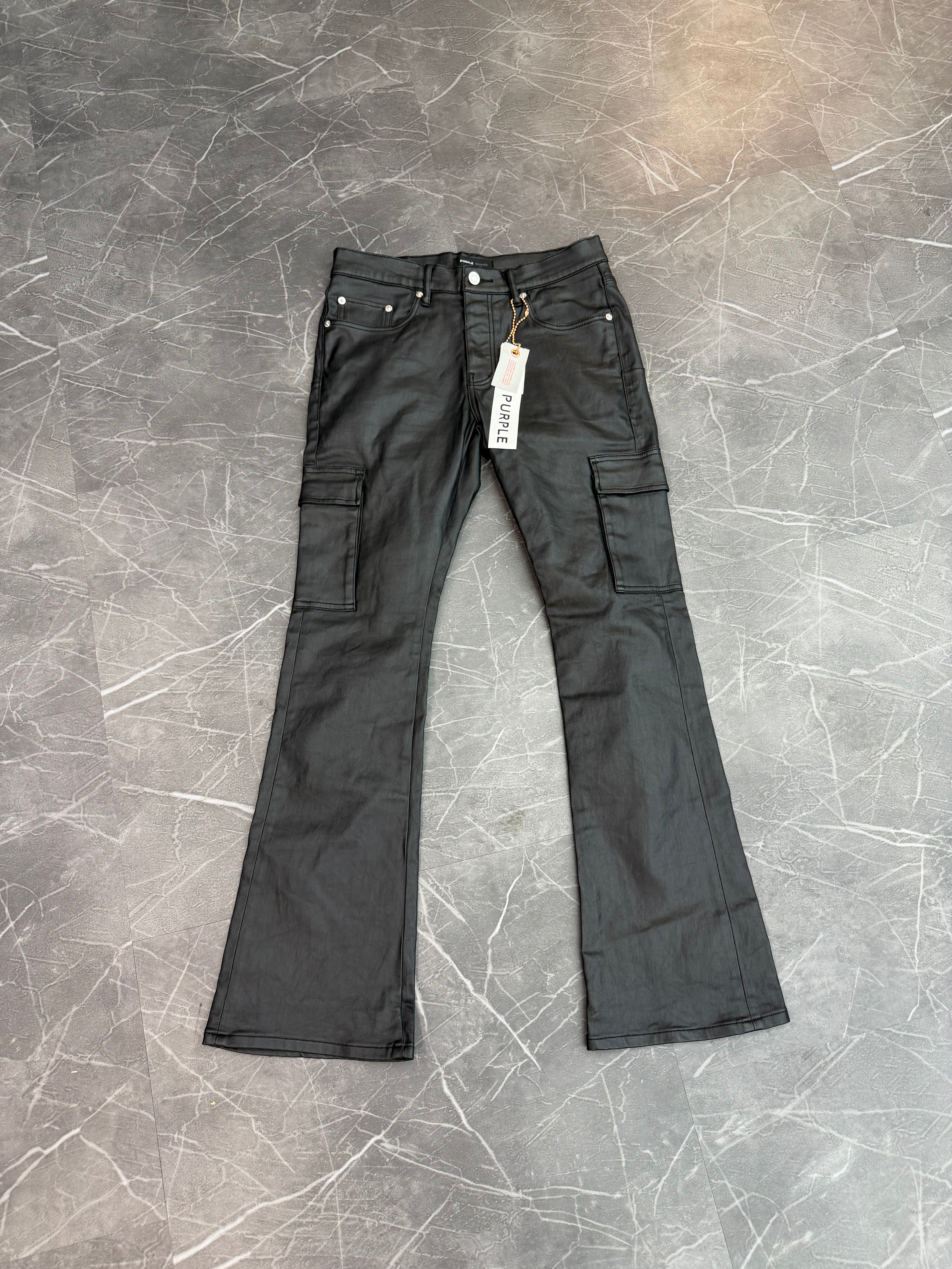 Purple Jeans Leather Flare “Black” (32)