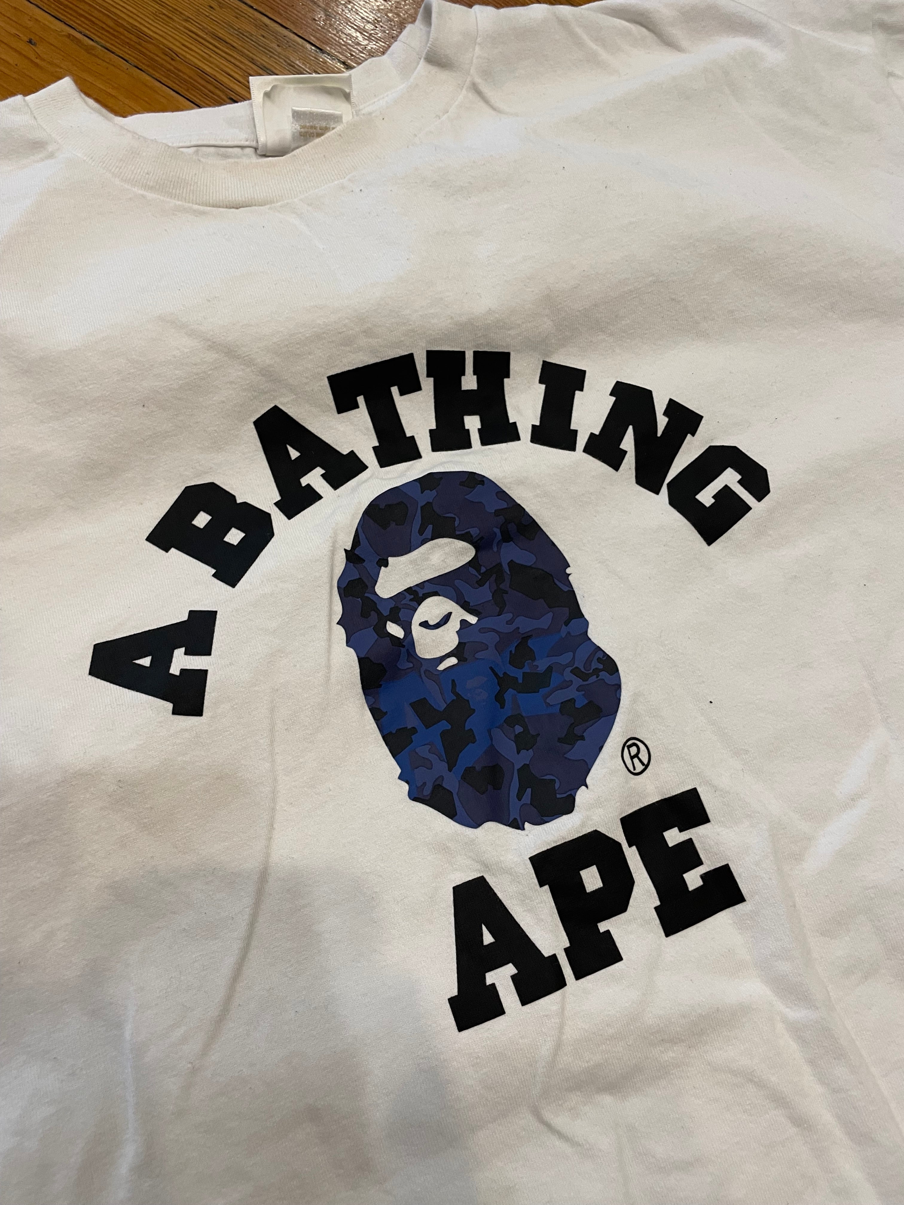 Bape College Tee Blue Camo “White”
