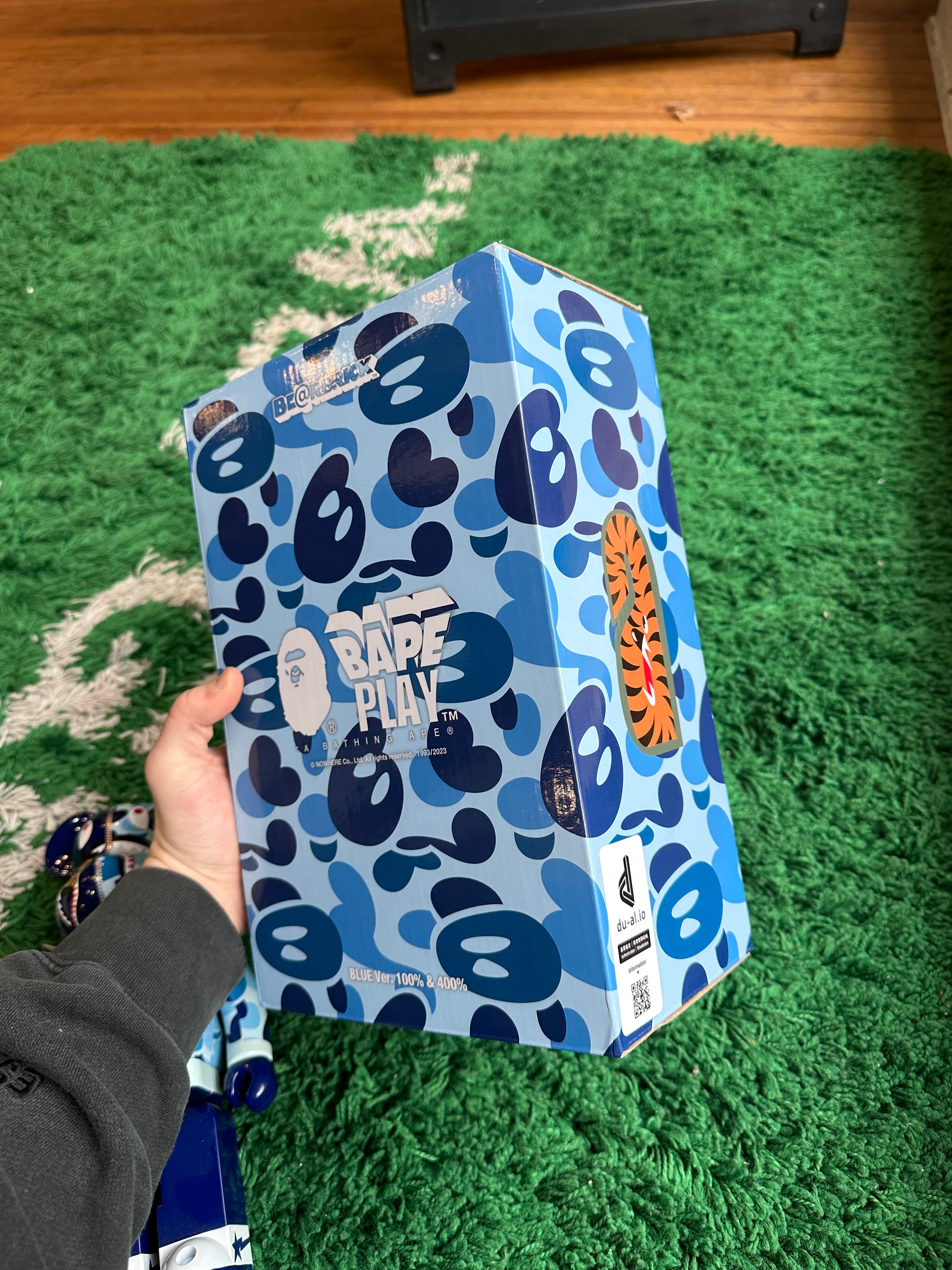 Bape BearBrick Blue Shark Camo