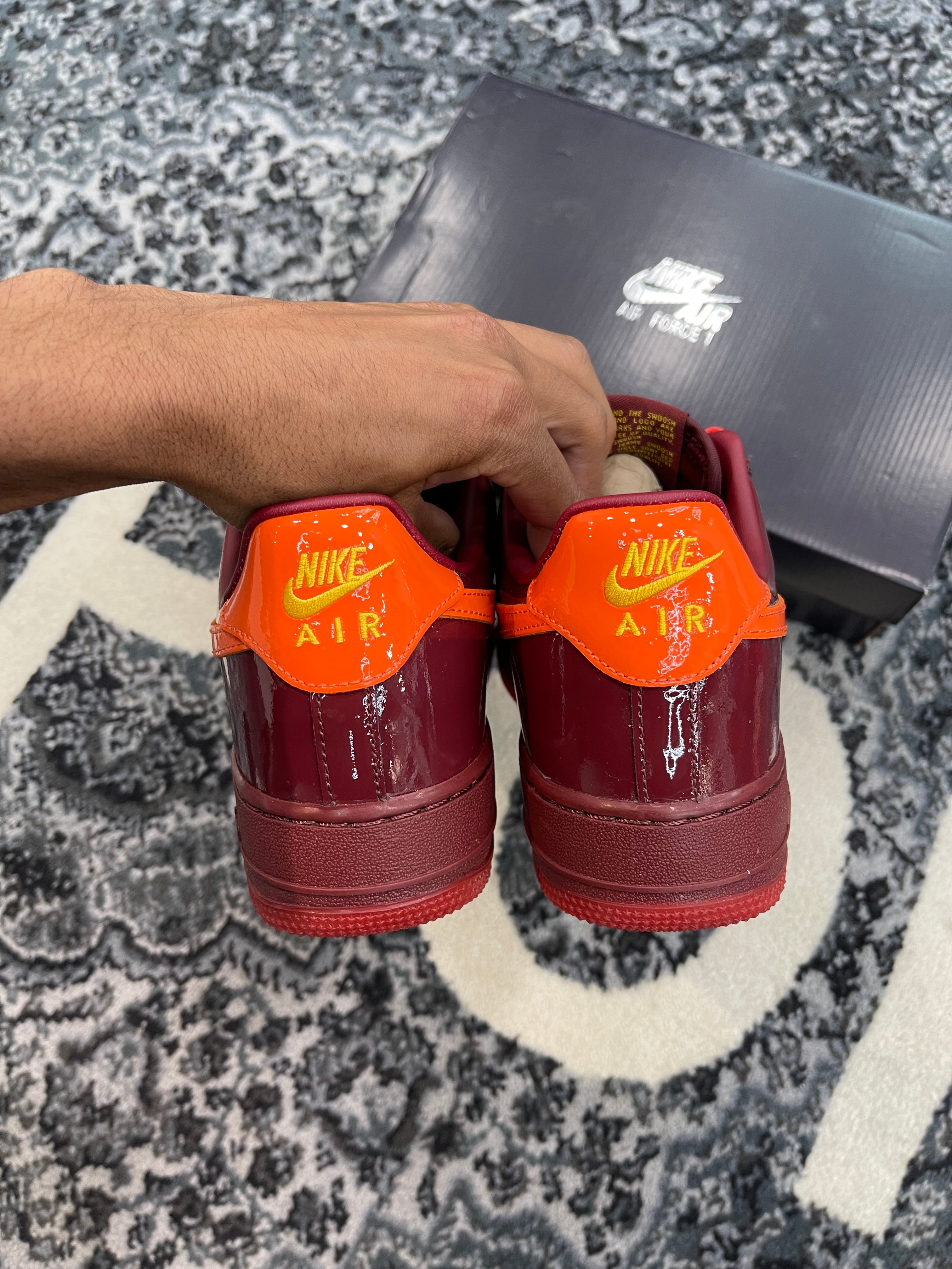 Nike Air Force 1 Low “Patent Leather Dark Team Red Safety Orange”