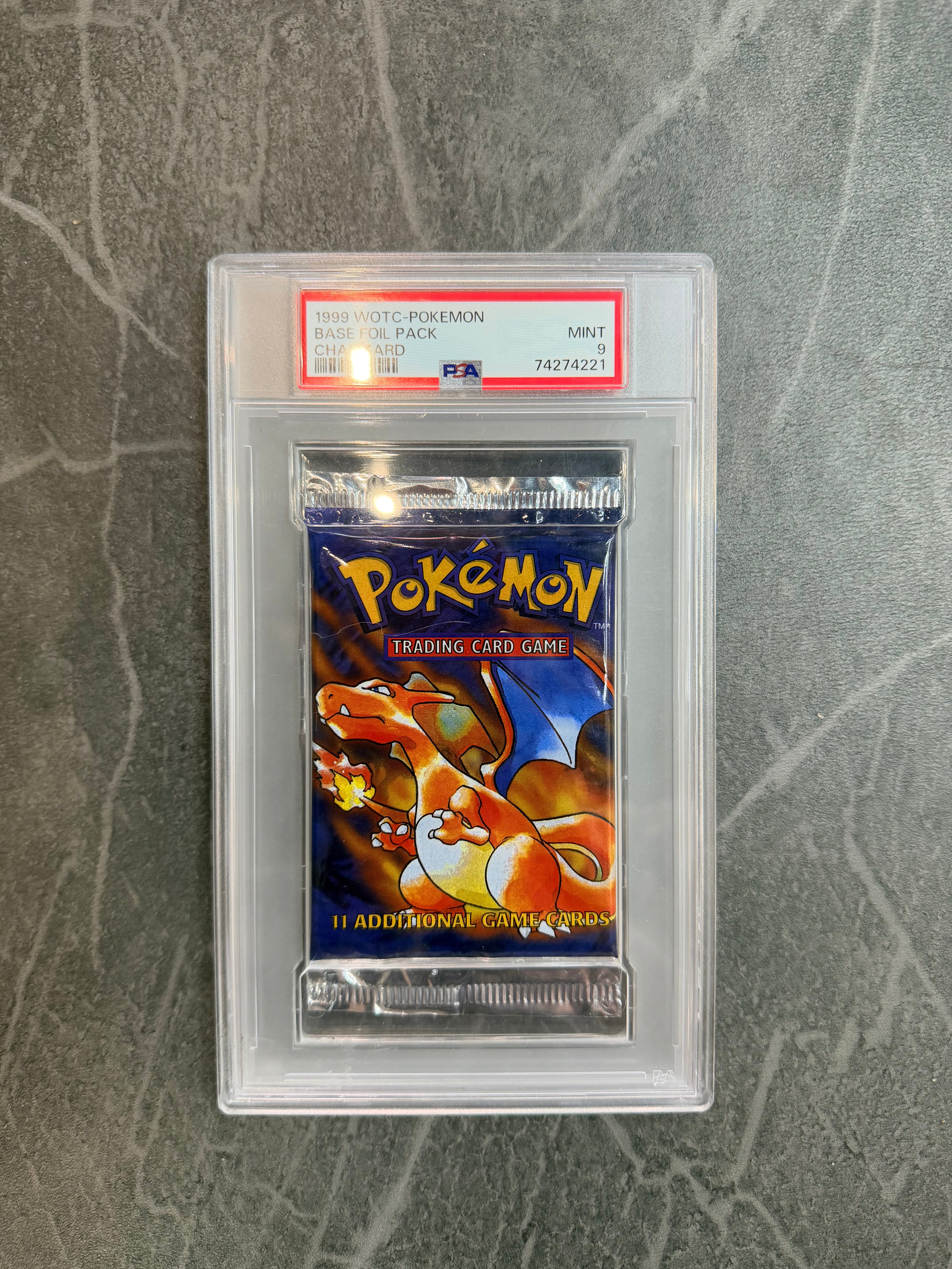 Pokemon Base Set Foil Pack Charizard Print (PSA 9)