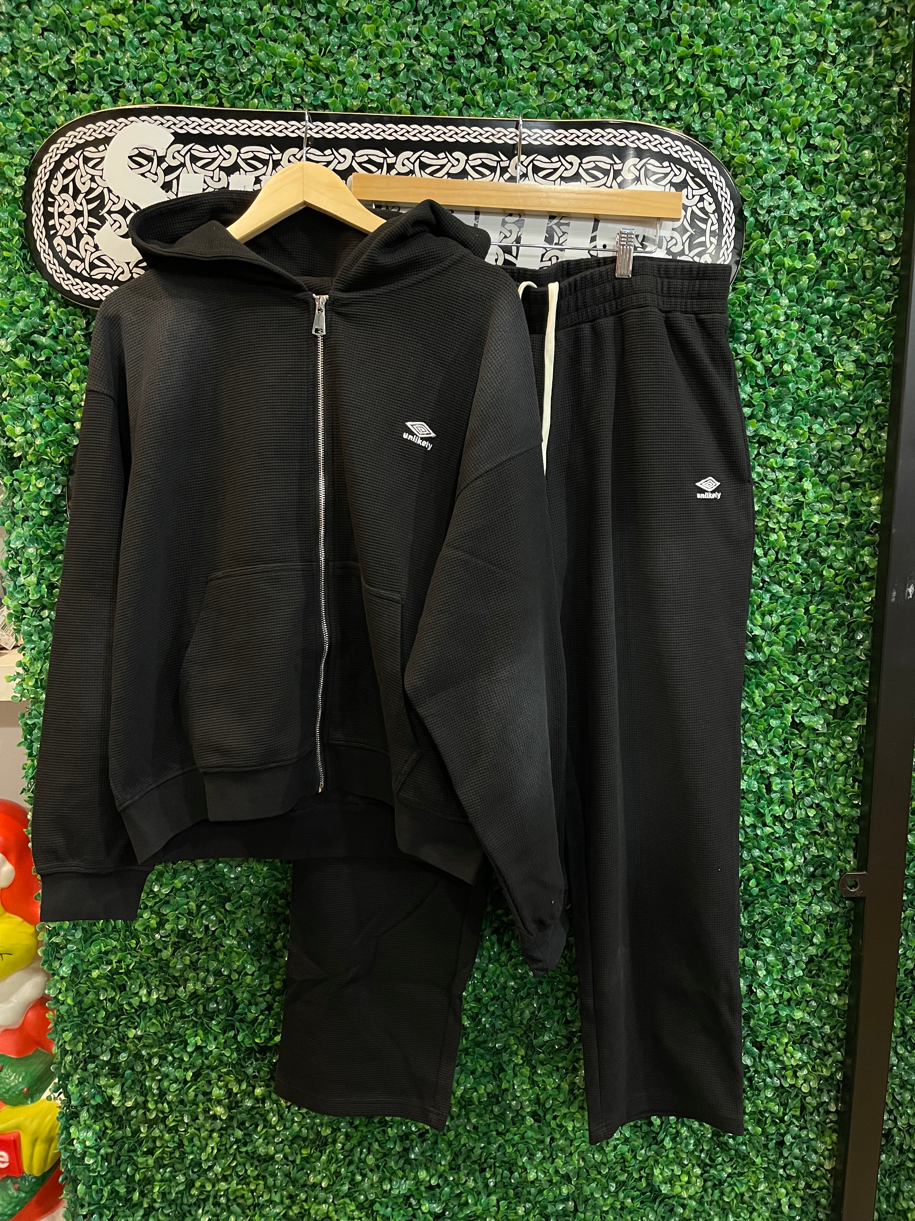 Unlikely Streetwear Black Faded Thermal Set