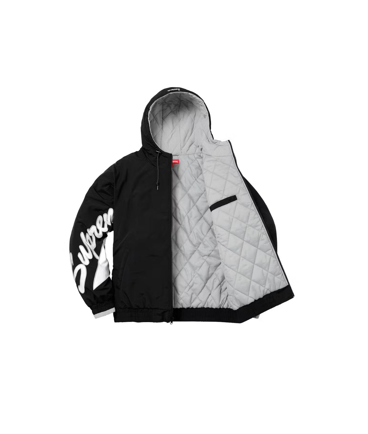Supreme Script Sleeve Sideline Jacket “Black”