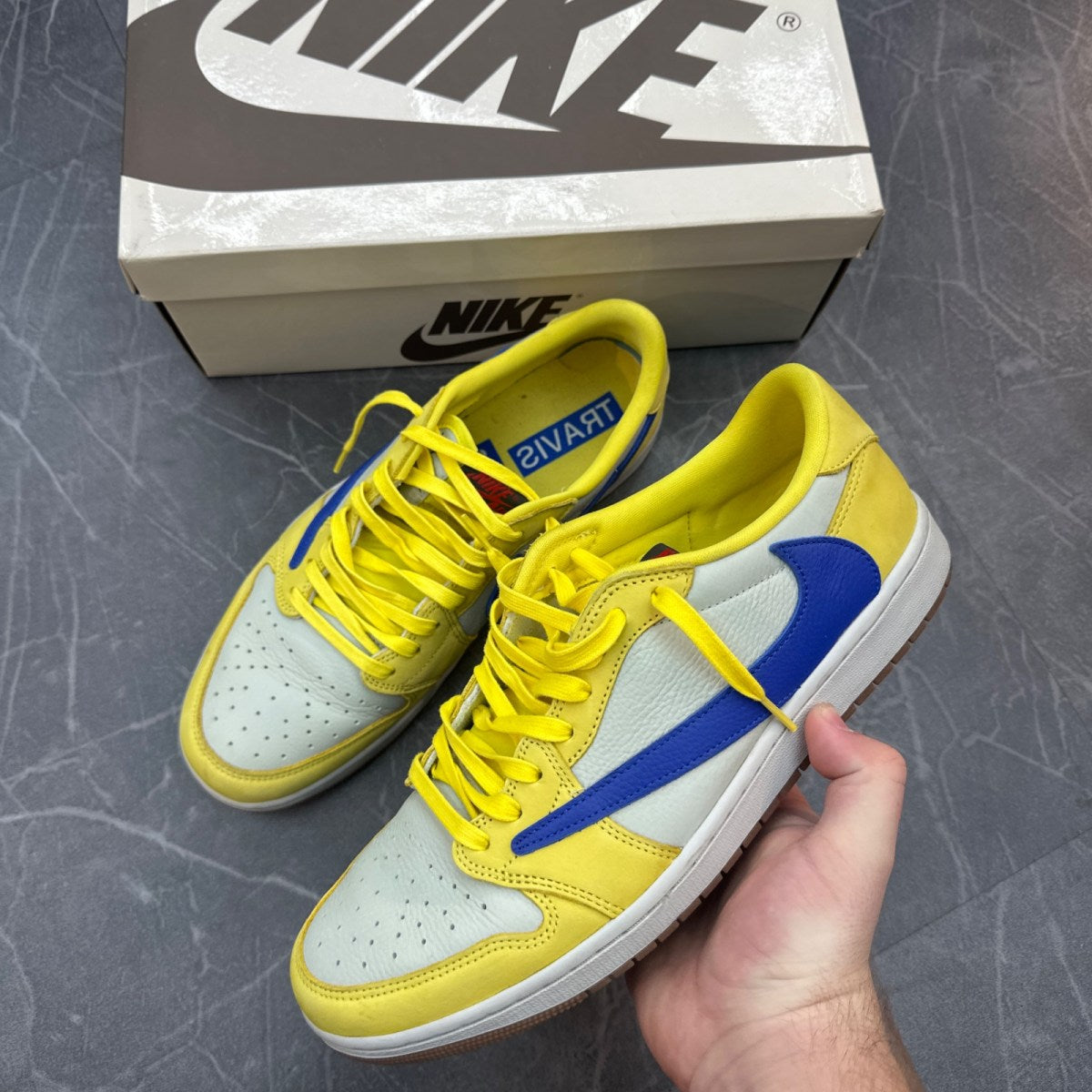 Jordan 1 Retro Low OG SP Travis Scott Canary (Women's) Size 13W (Lightly Worn Pre-Owned)