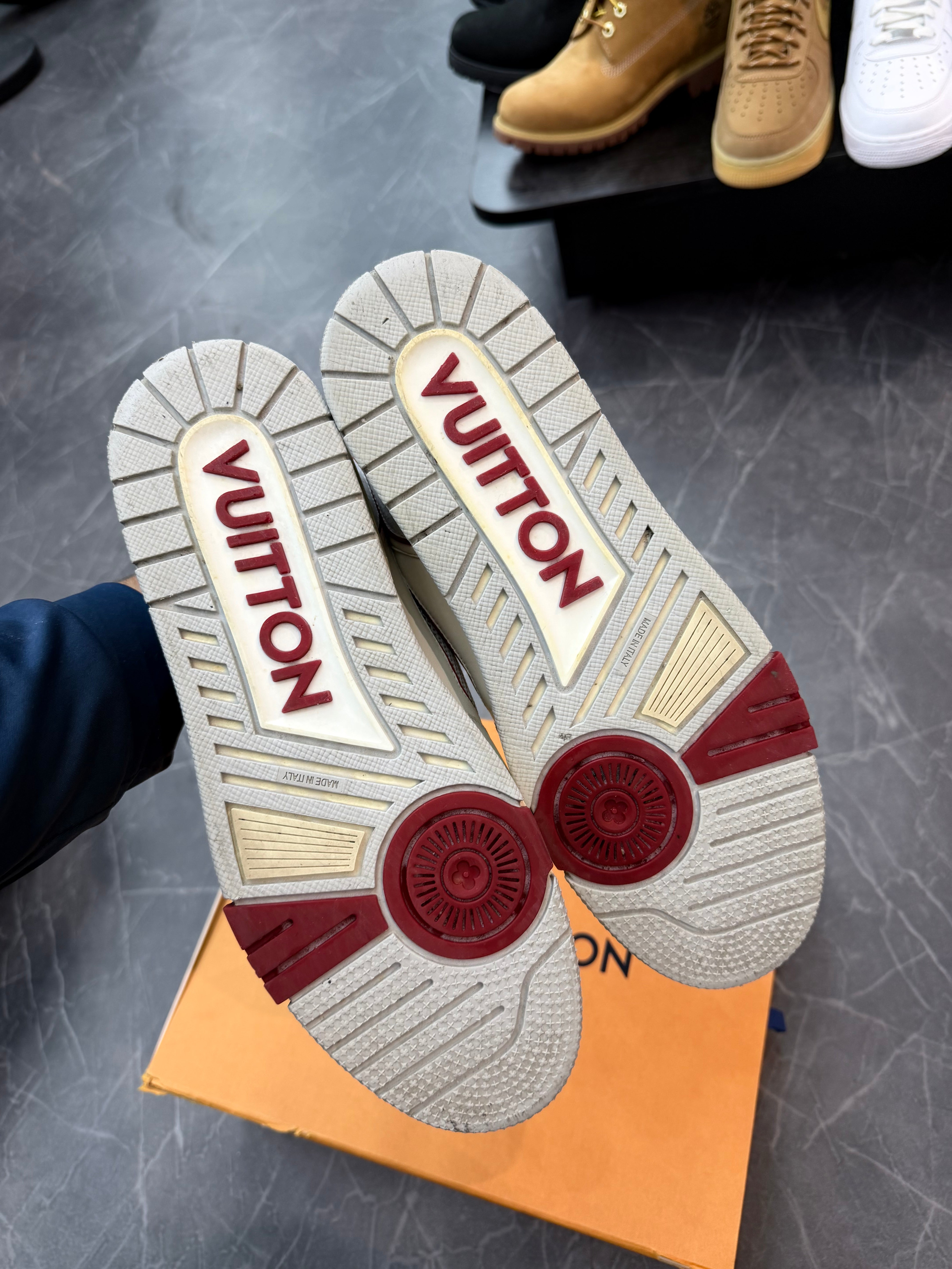 Louis Vuitton Strap Trainer White Red