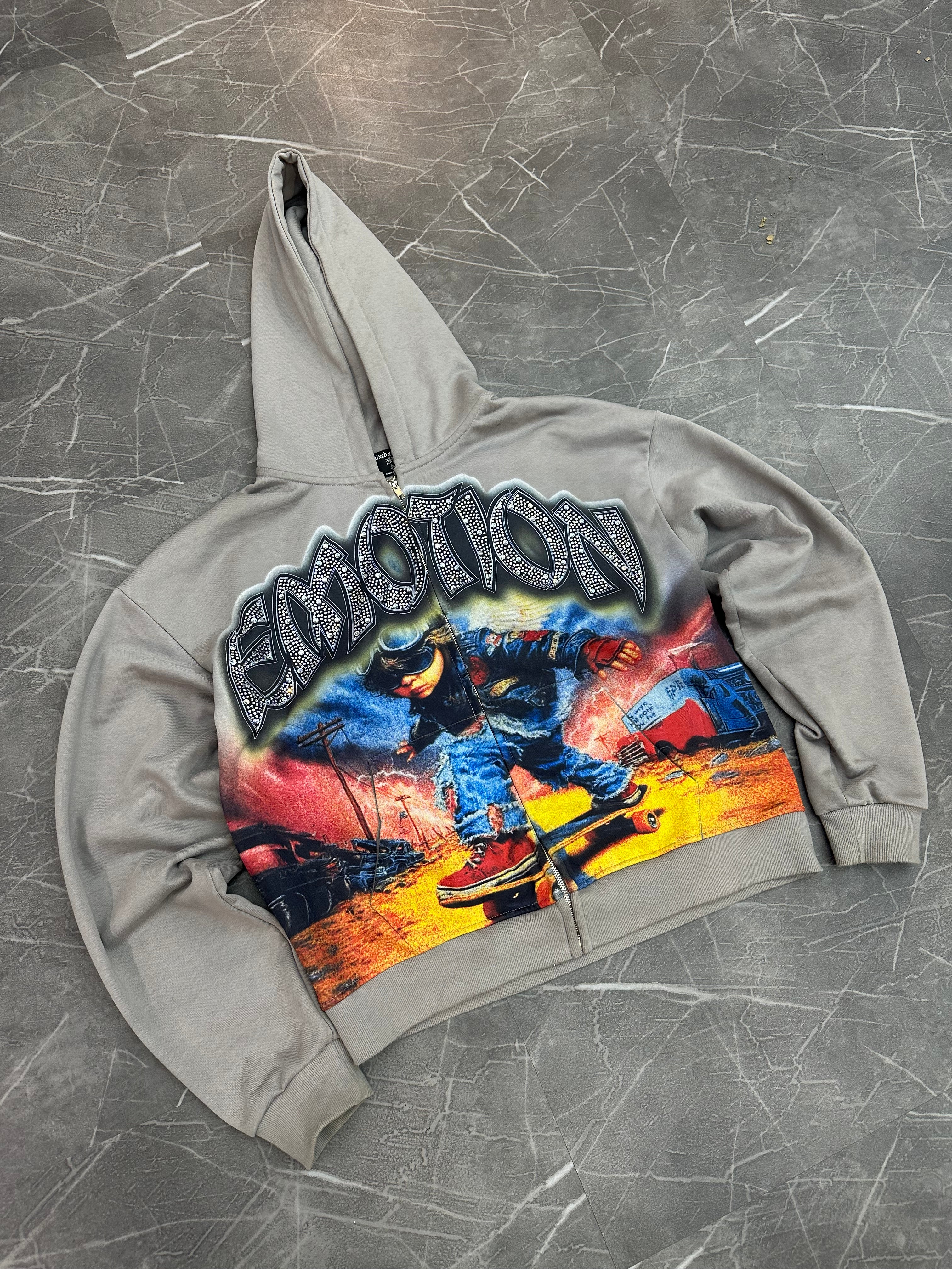 Mixed Emotions Rhinestone Zip Up