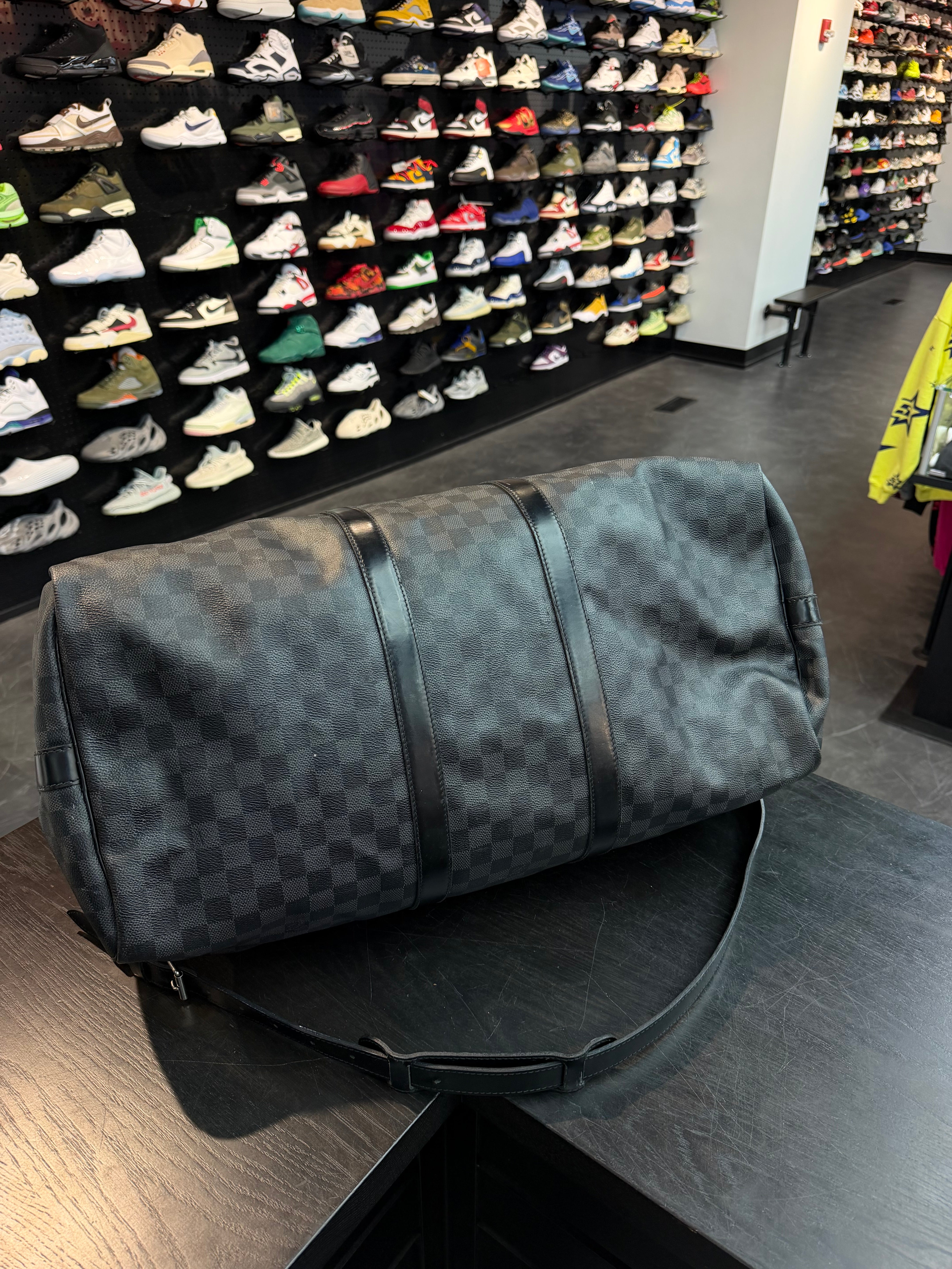 Louis Vuitton Checkered Keepall 55 Duffle Bag “Black”