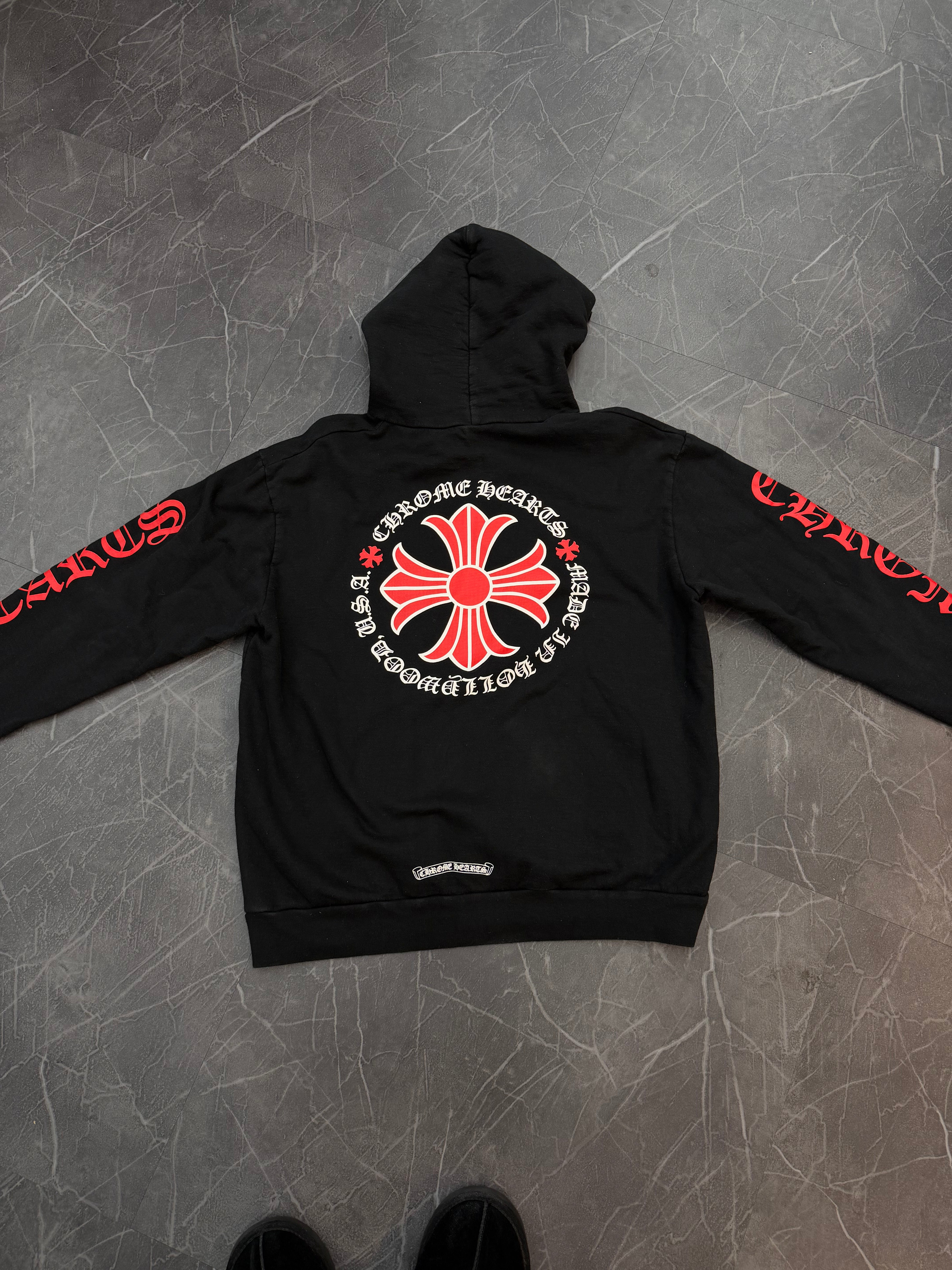 Chrome Hearts Made In Hollywood Plus Cross Hoodie Black Red