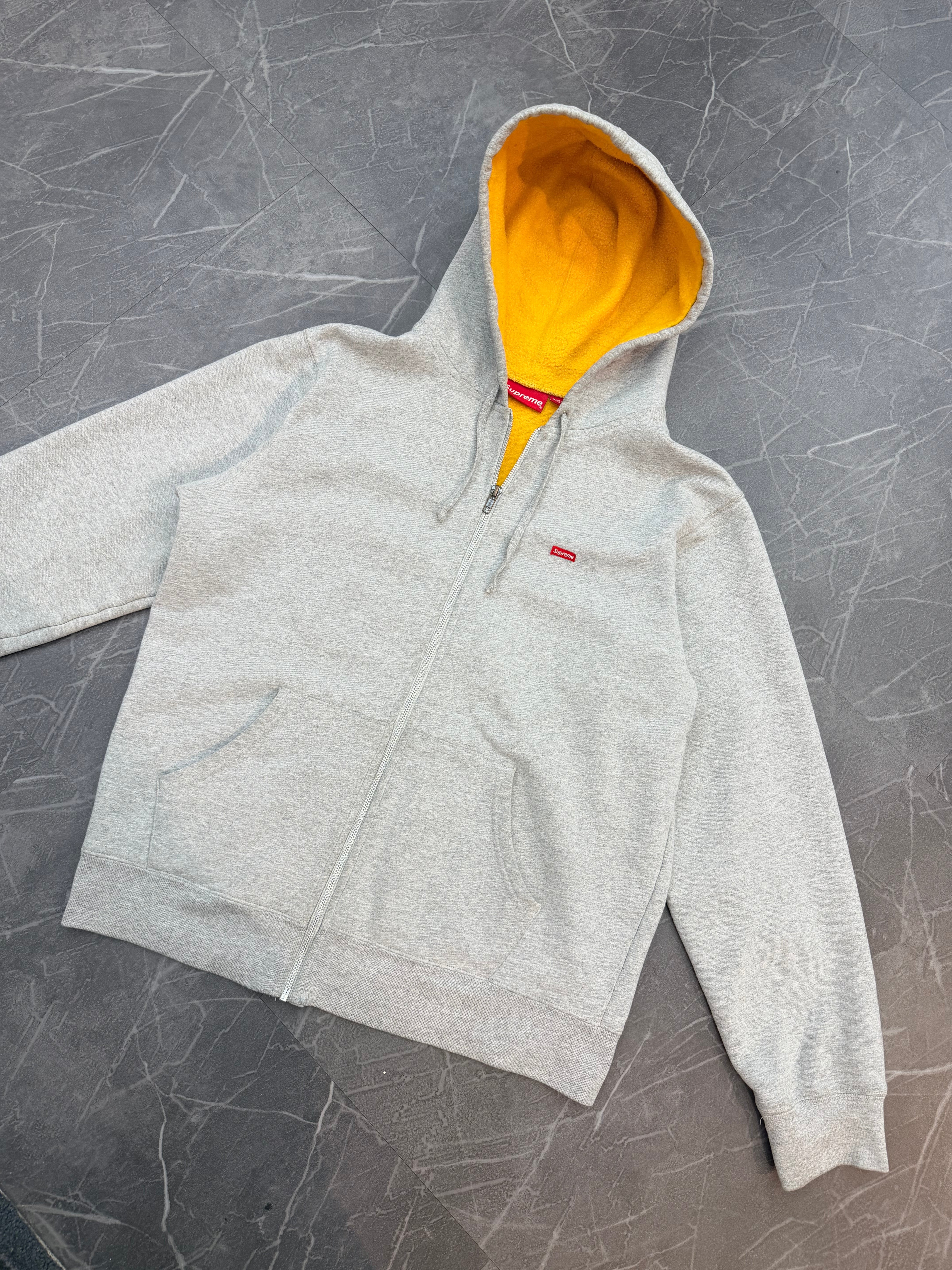 Supreme Zip Up Grey “Tiny Box Logo Yellow Lining”