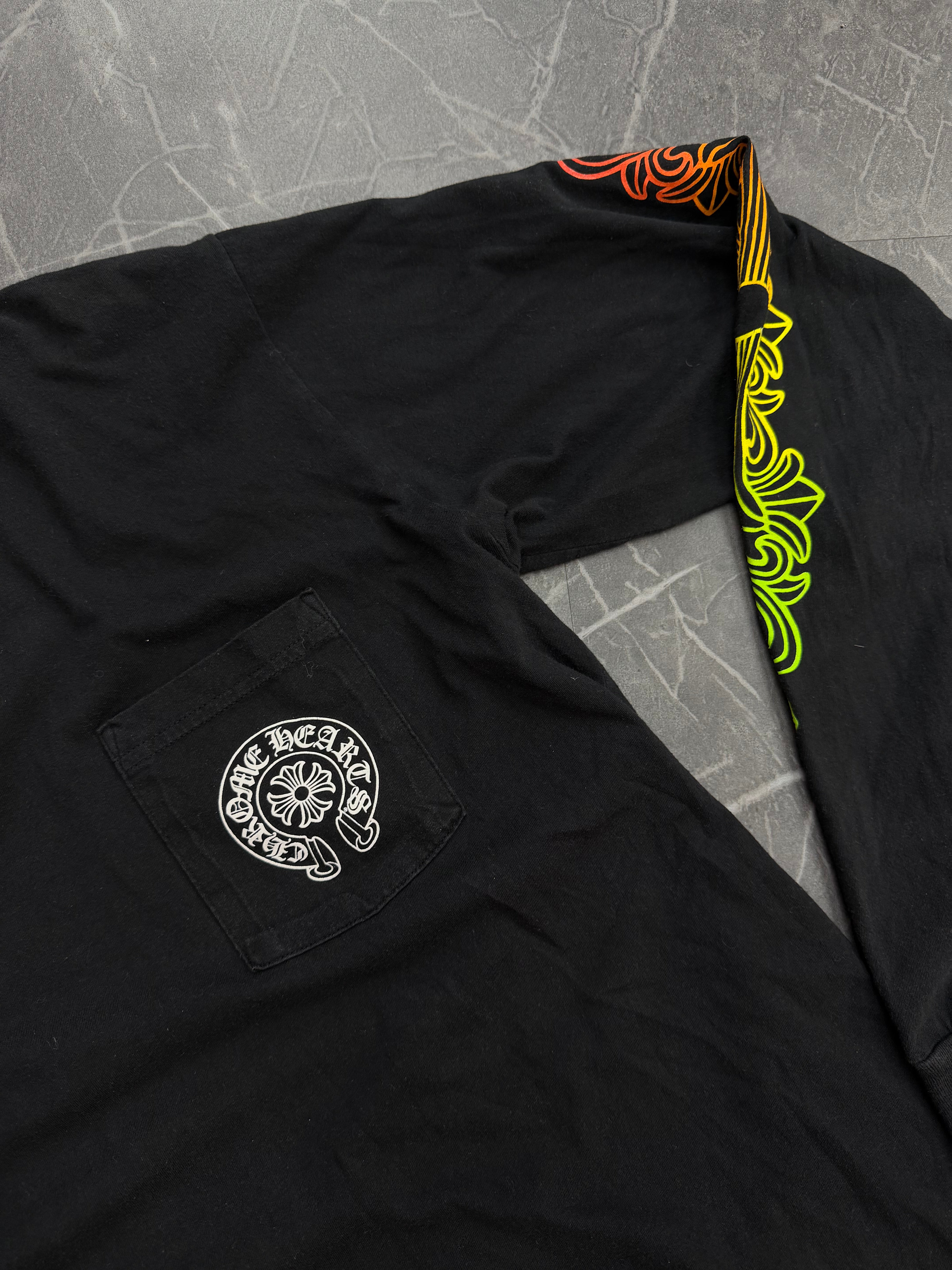 Chrome Hearts Floral Sleeve Gradient Long Sleeve Shirt Black