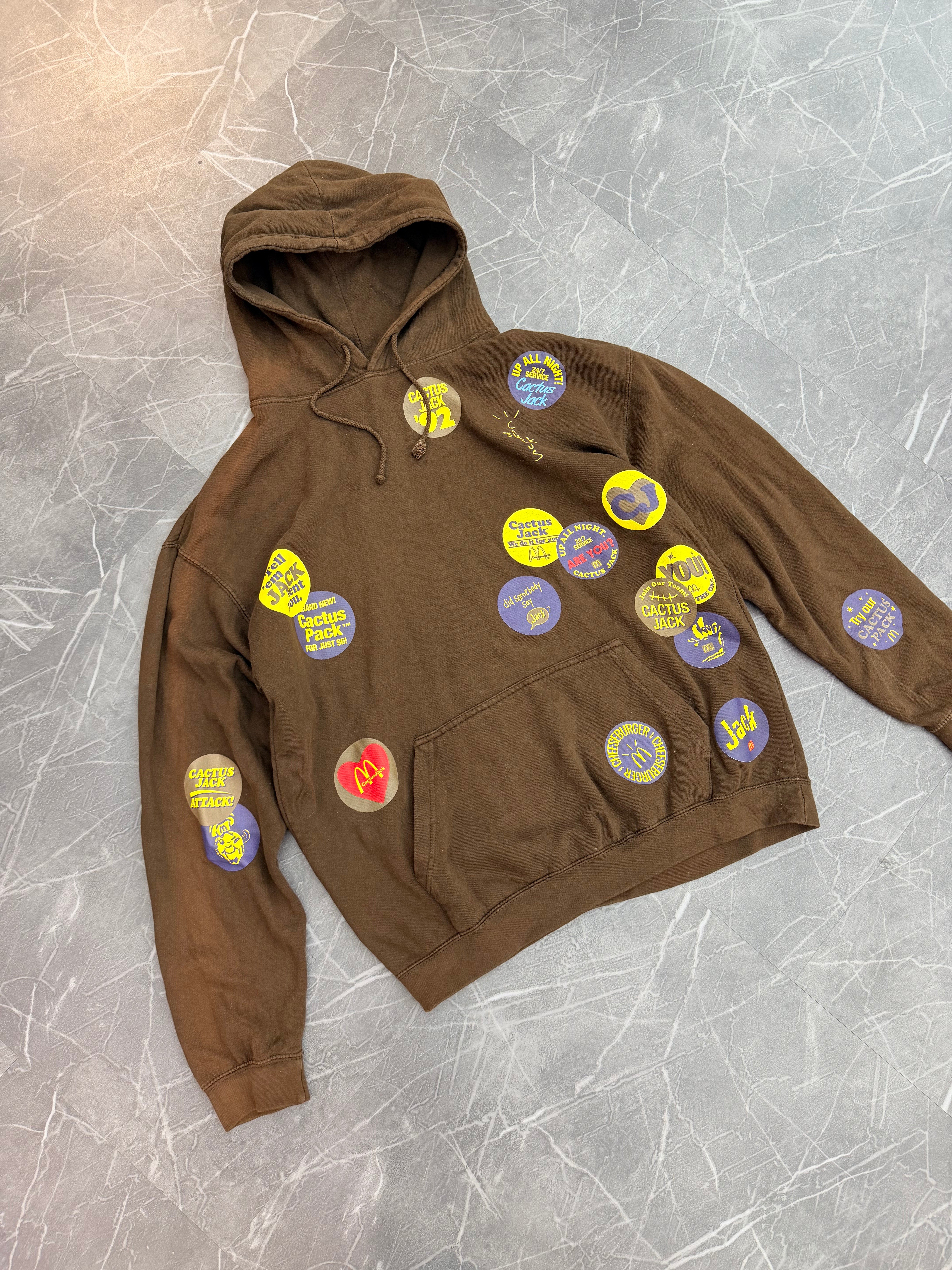 Travis Scott McDonald’s Sticker Bomb Hoodie “Brown”
