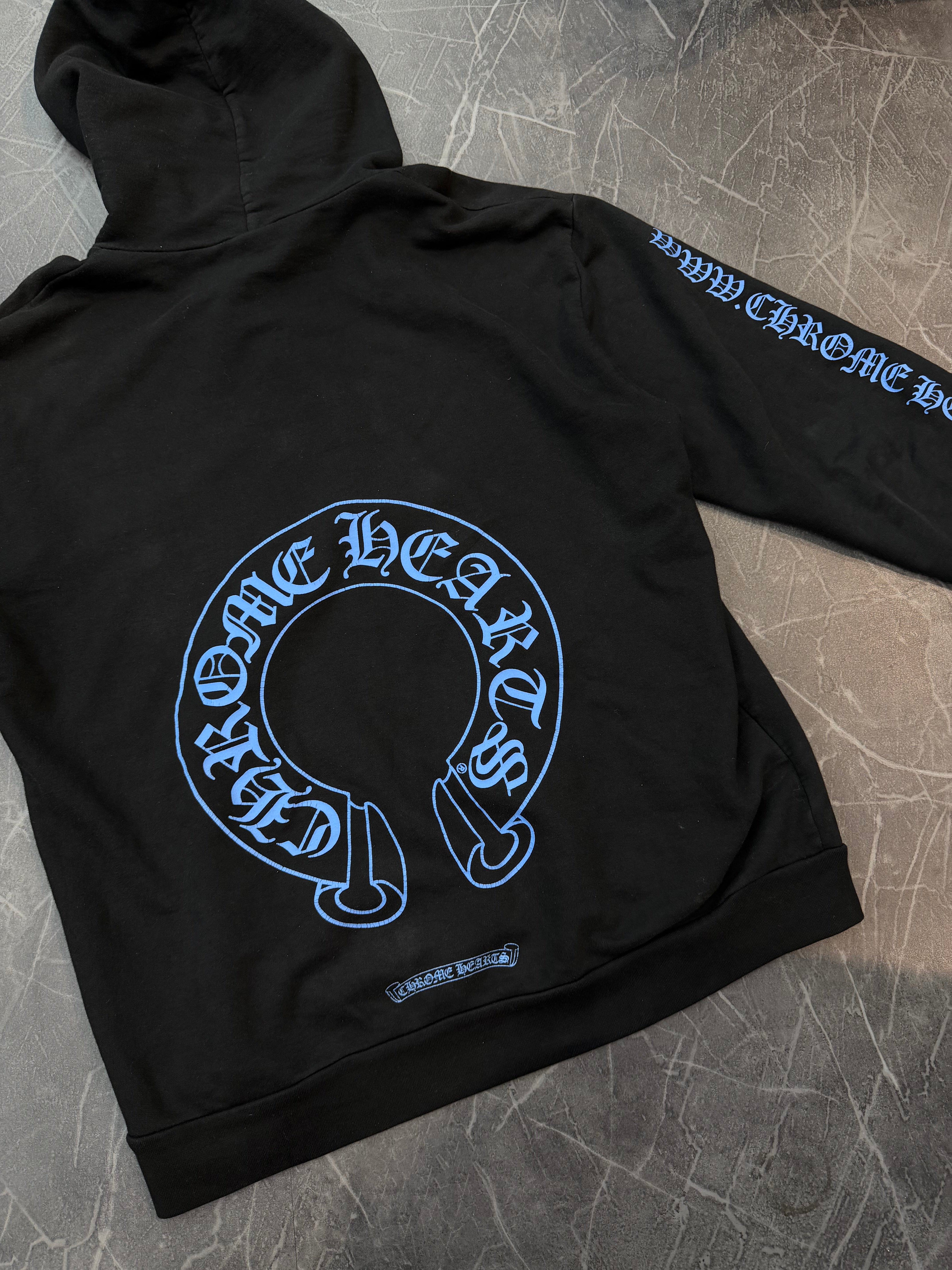Chrome Hearts Online Exclusive Blue Horseshoe Hoodie