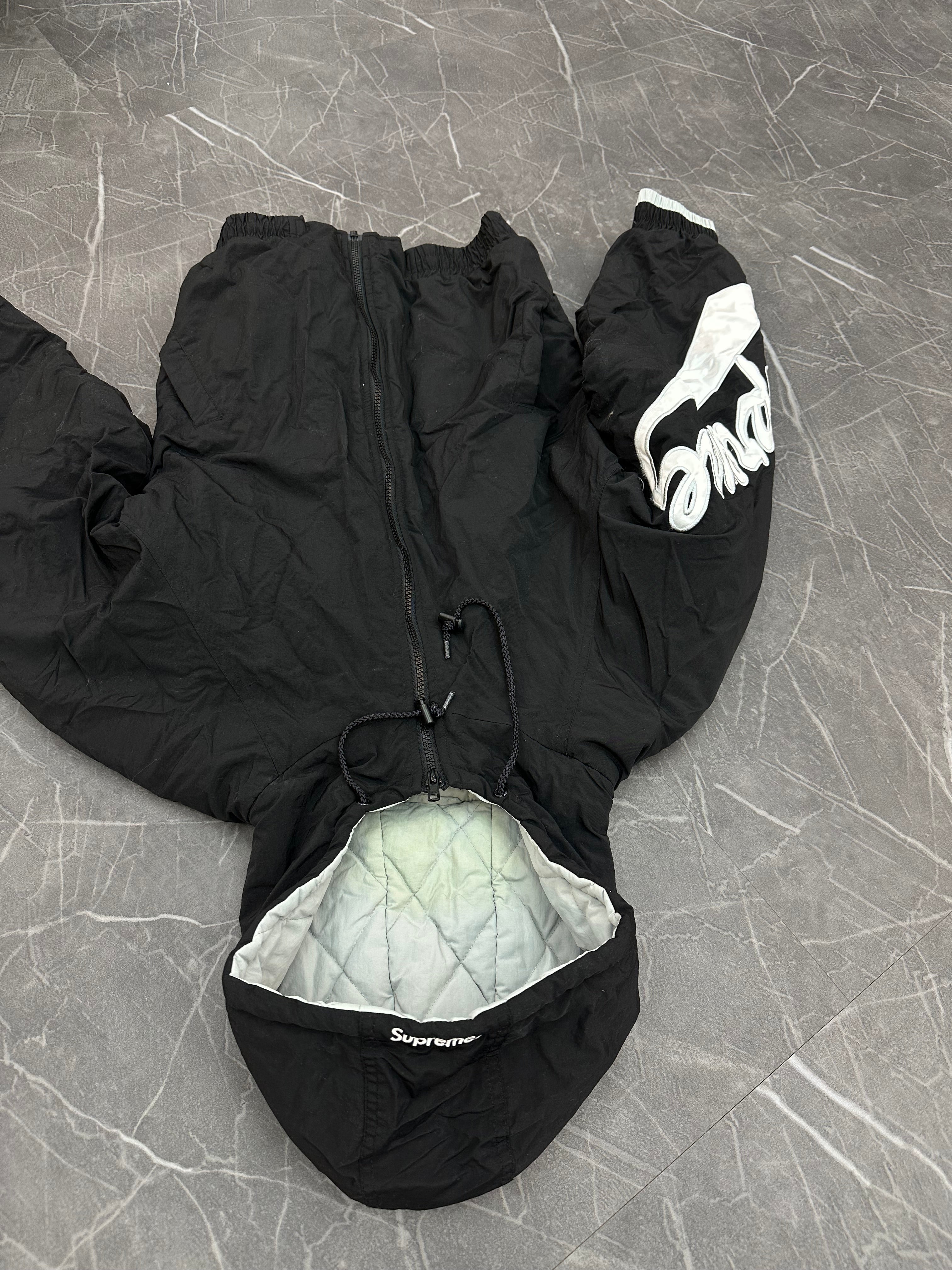 Supreme Script Sleeve Sideline Jacket “Black”