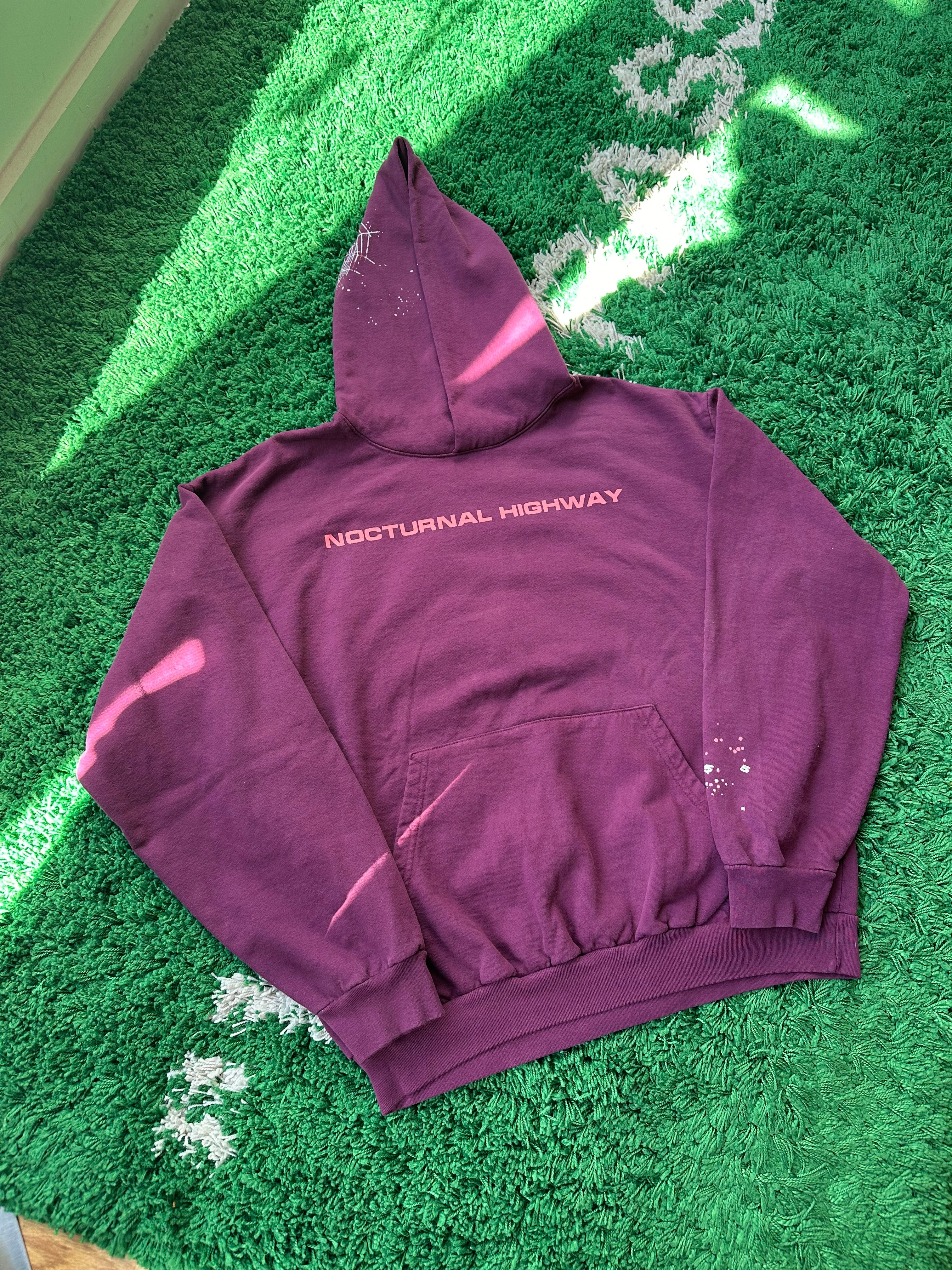 Sp5der Hoodie “Nocturnal Highway Dark Purple”