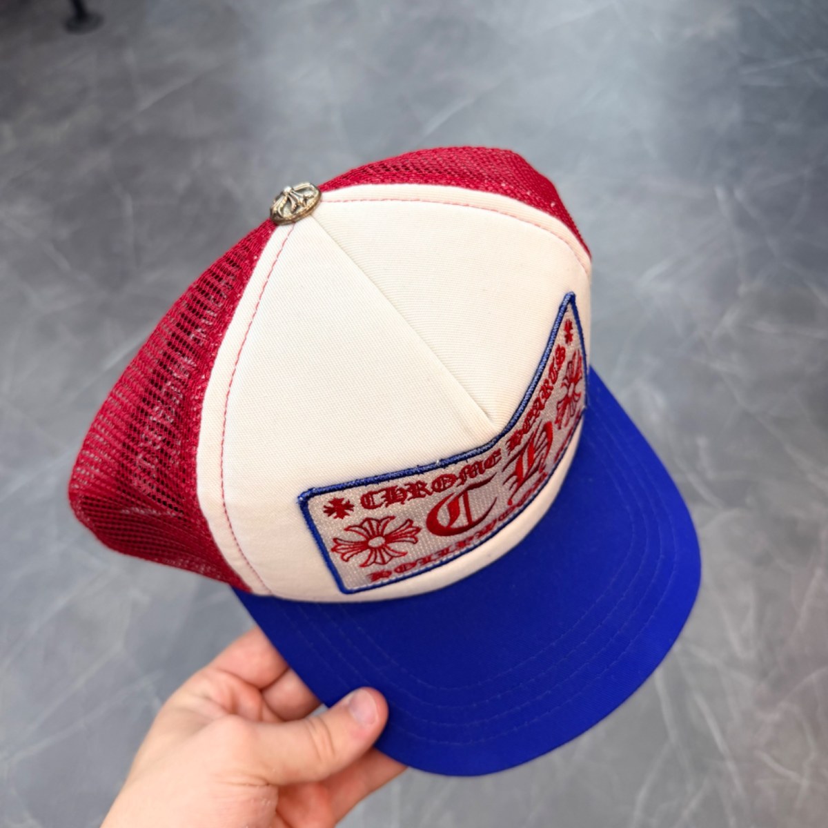 Chrome Hearts Trucker Hat Blue/Red/White - Image 2