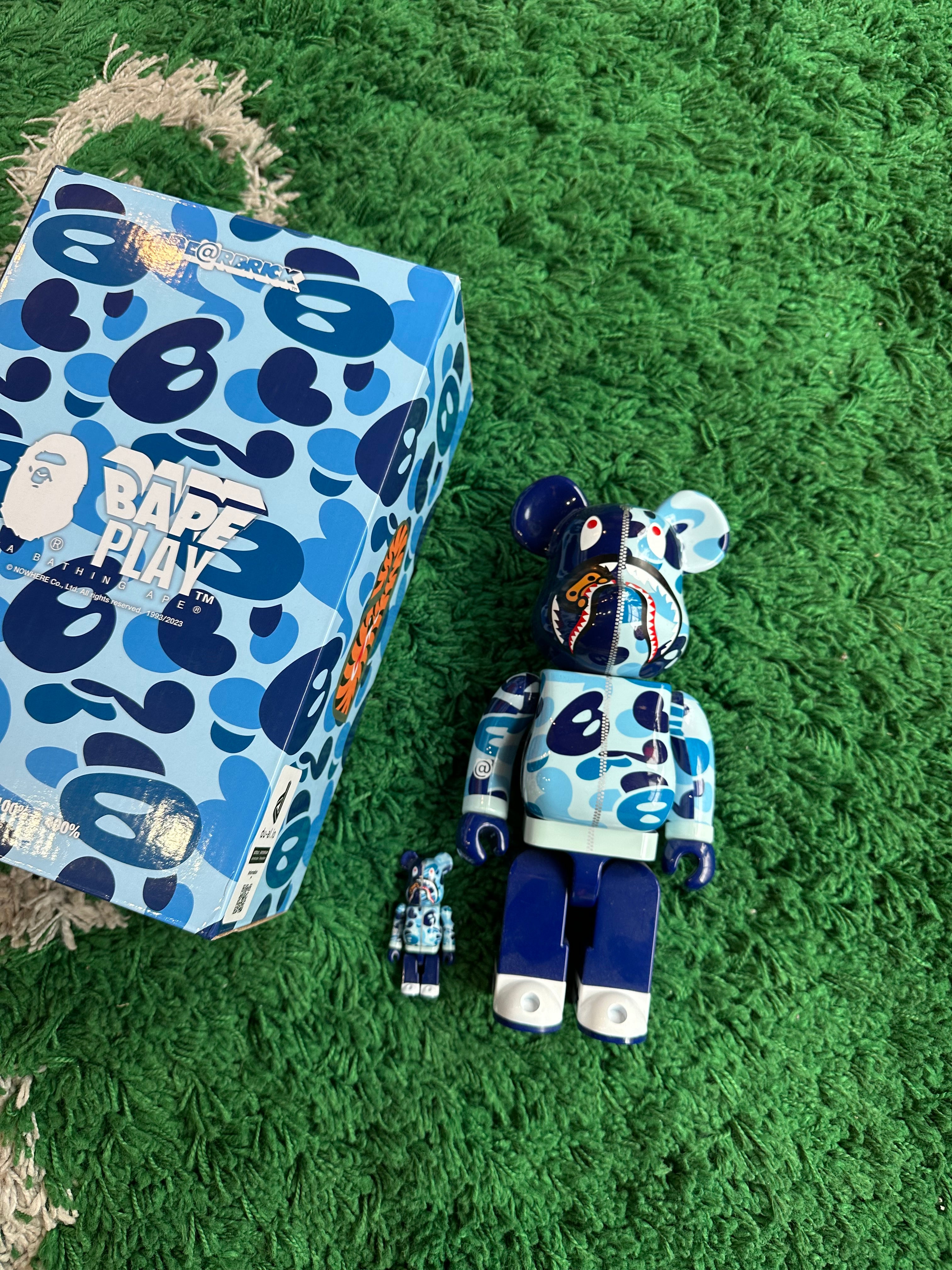 Bape BearBrick Blue Shark Camo