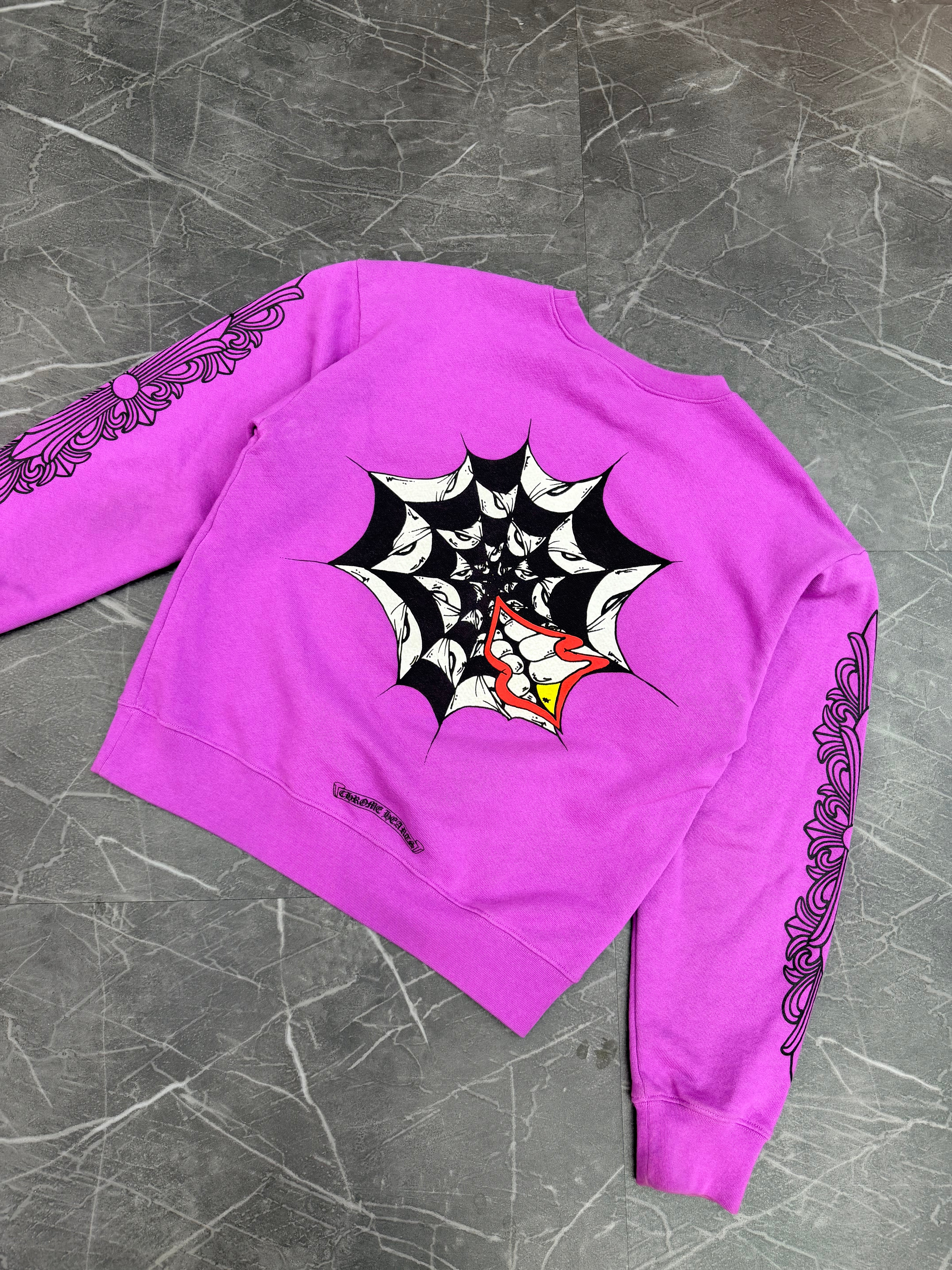 Chrome Hearts Matty Boy Spider Web Crewneck “Purple”