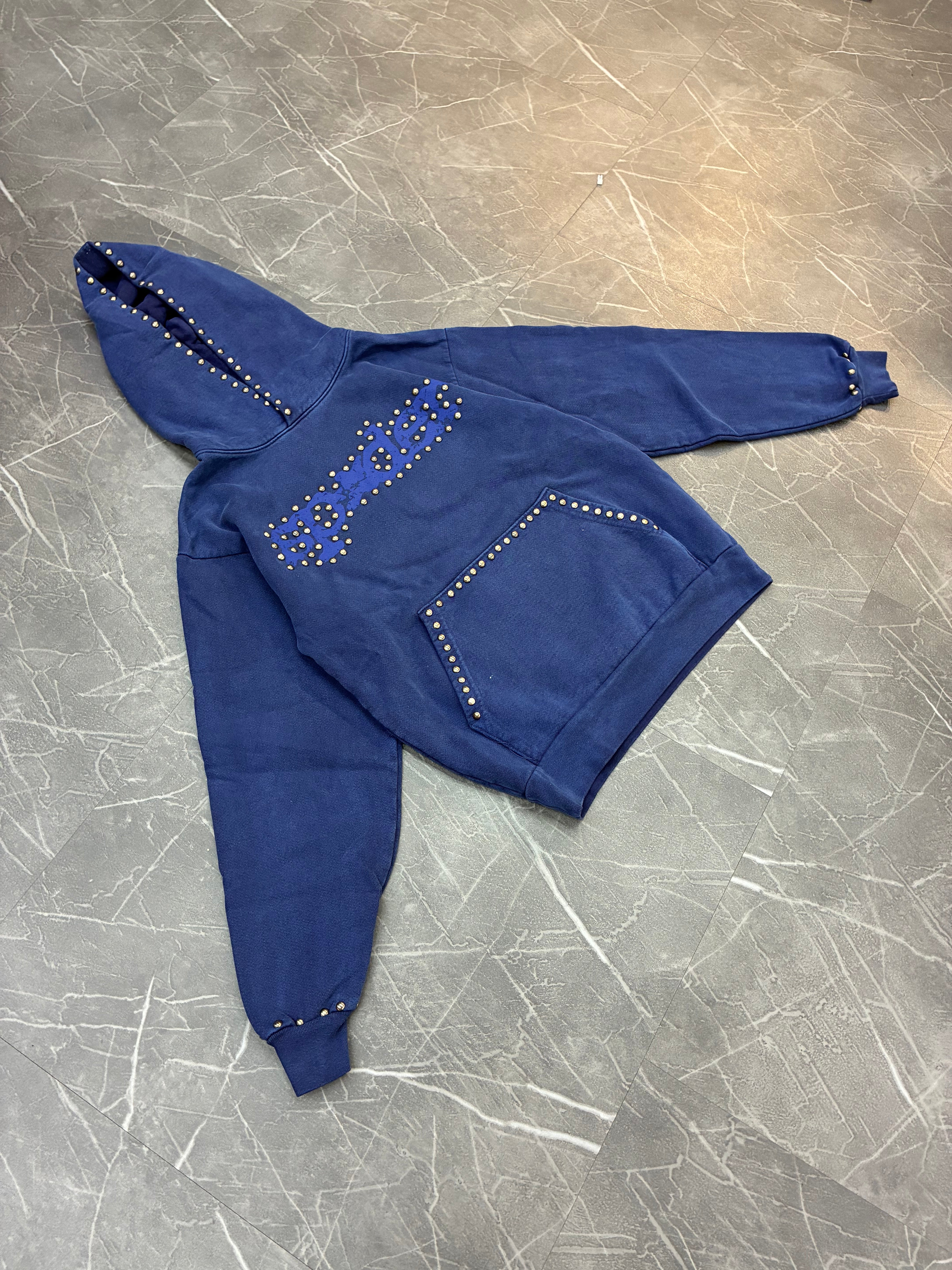Sp5der Blue Studded “Punk V3 Hoodie”