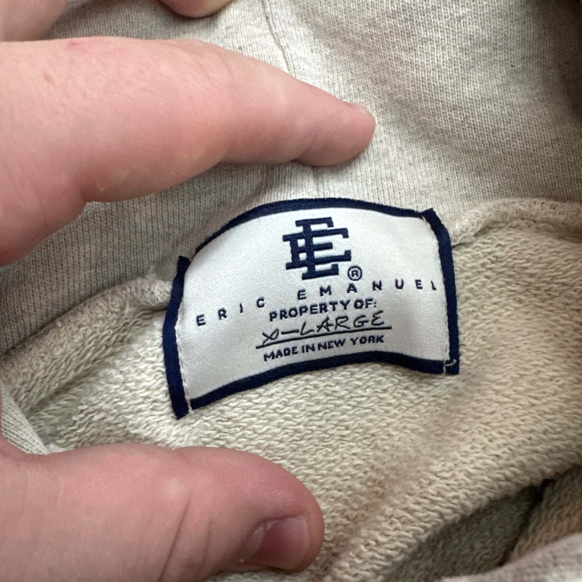 Eric Emanuel EE Basic Hoodie Beige Grey - Image 2