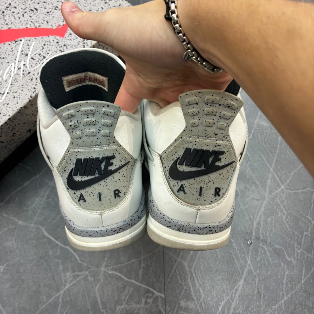 Jordan 4 Retro White Cement (2025) (Size 11) (Moderately Worn) - tag