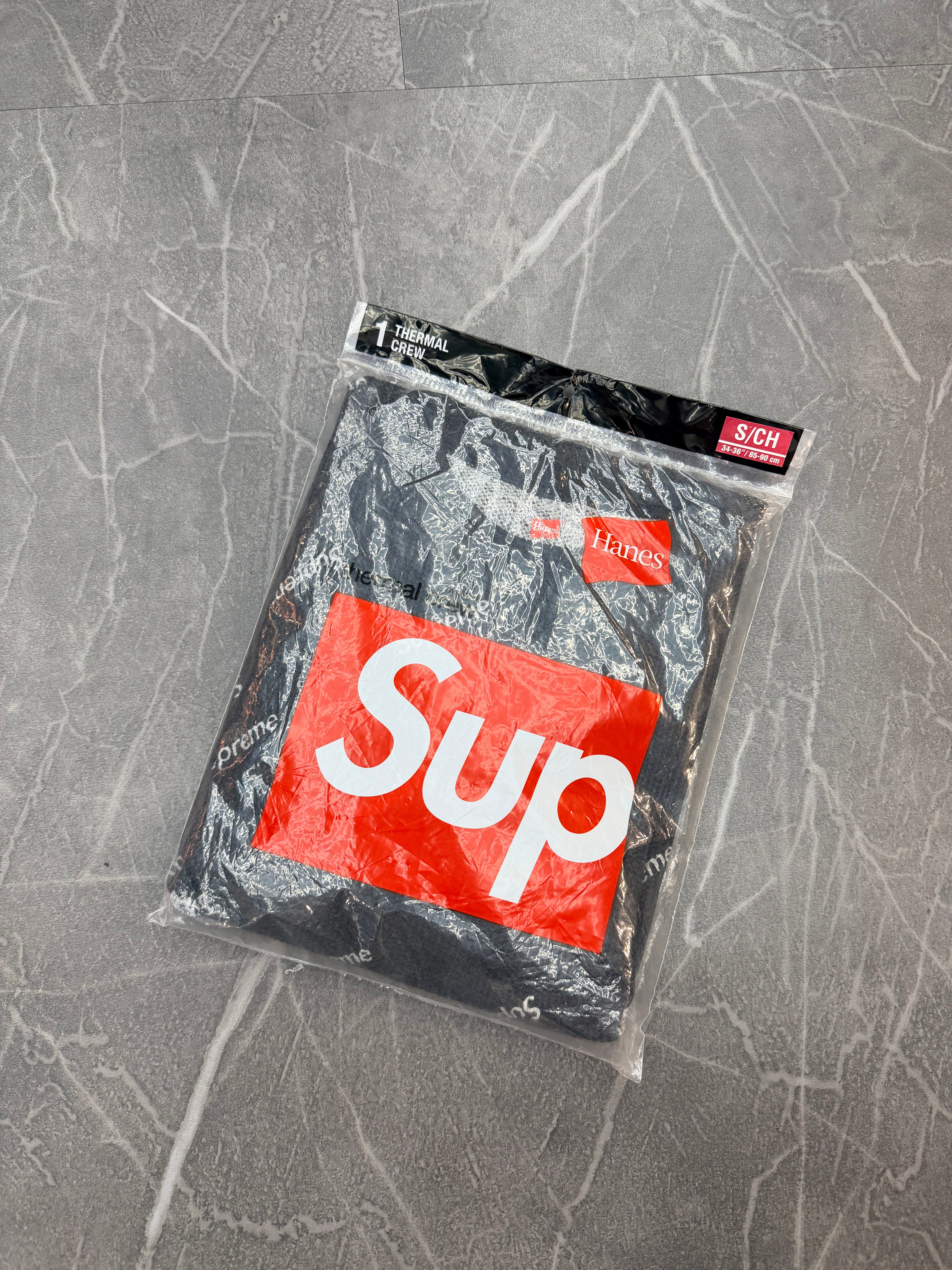 Supreme Hanes Thermal Black Logos
