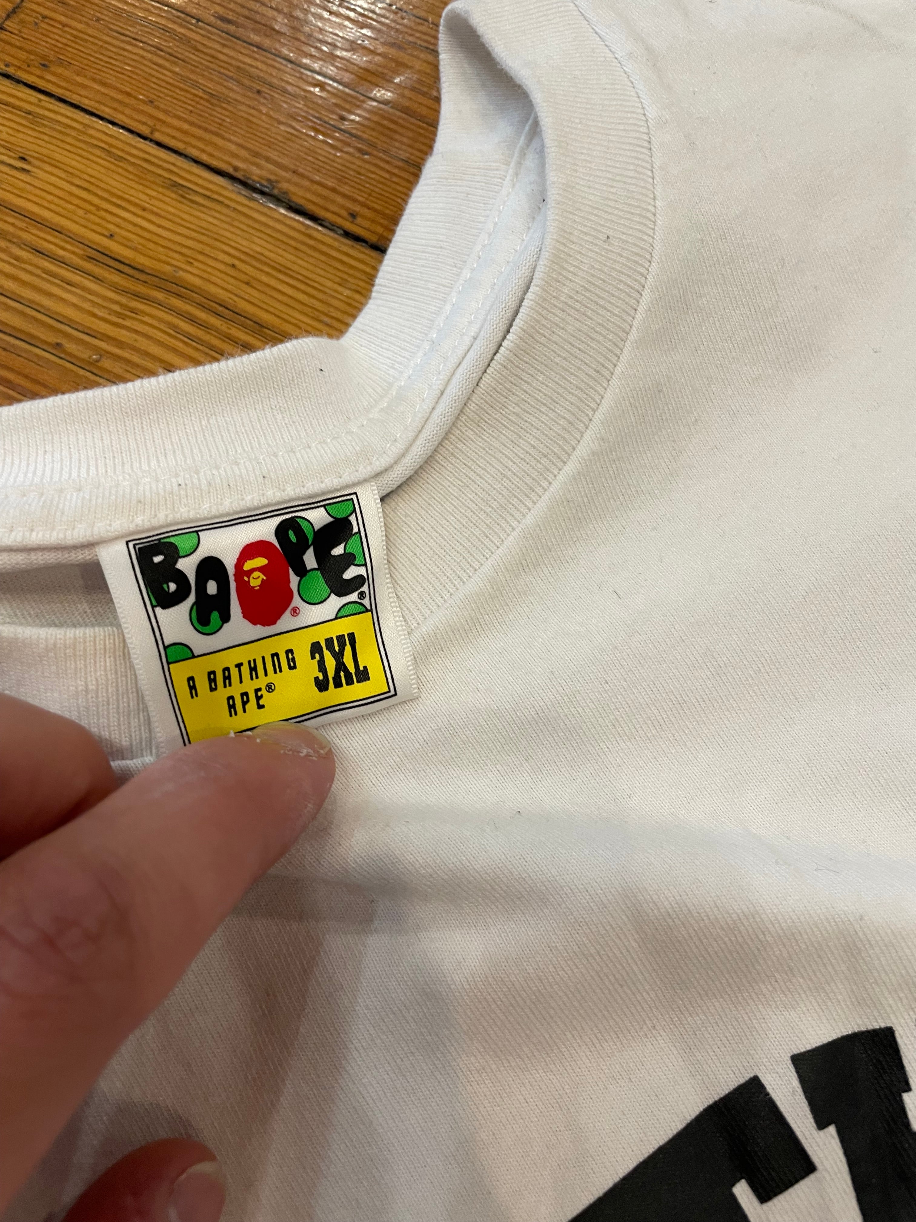 Bape College Tee Blue Plaid “White”