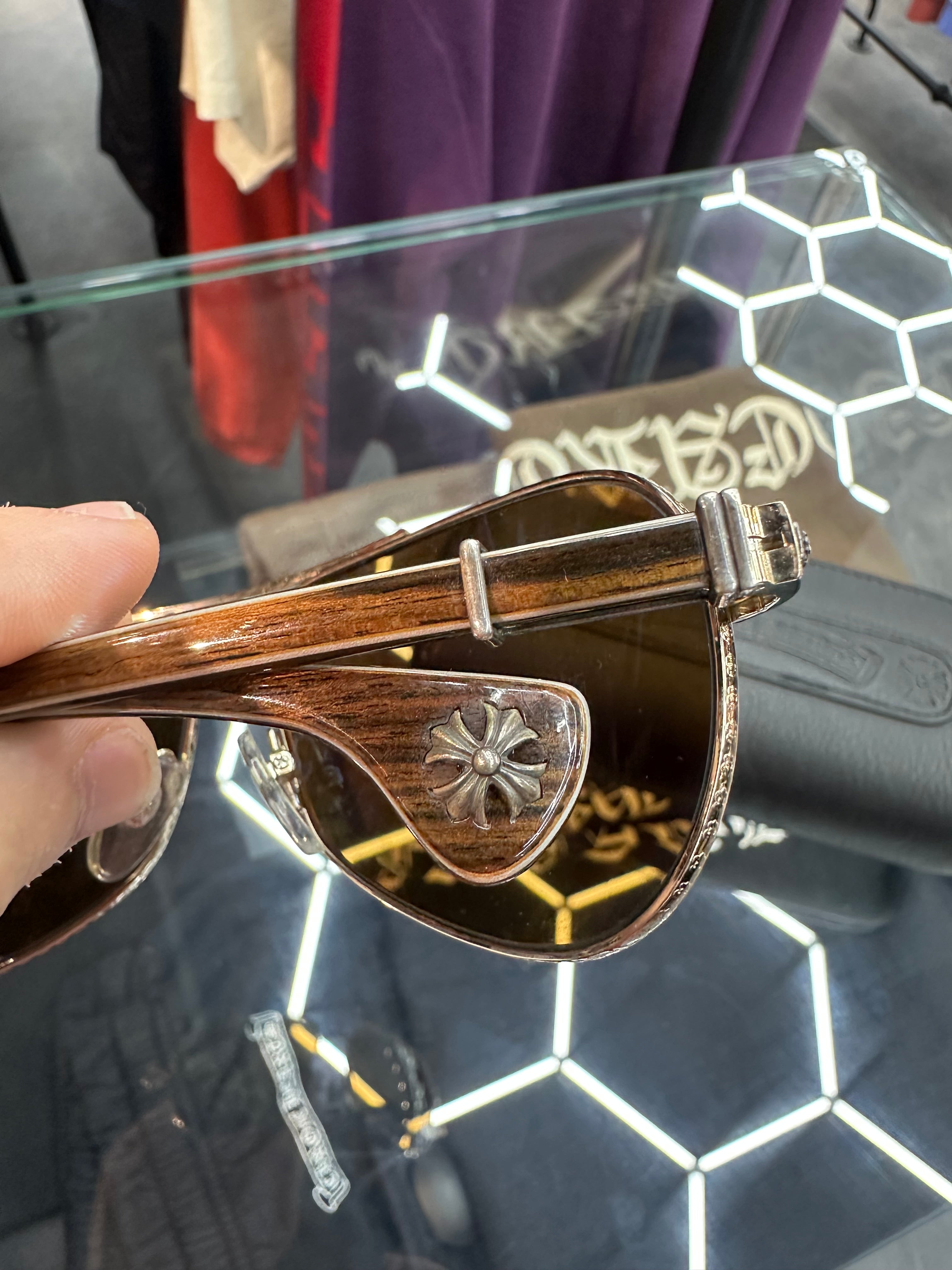 Chrome Hearts Grand Beast Aviators Wood / Gold Plated