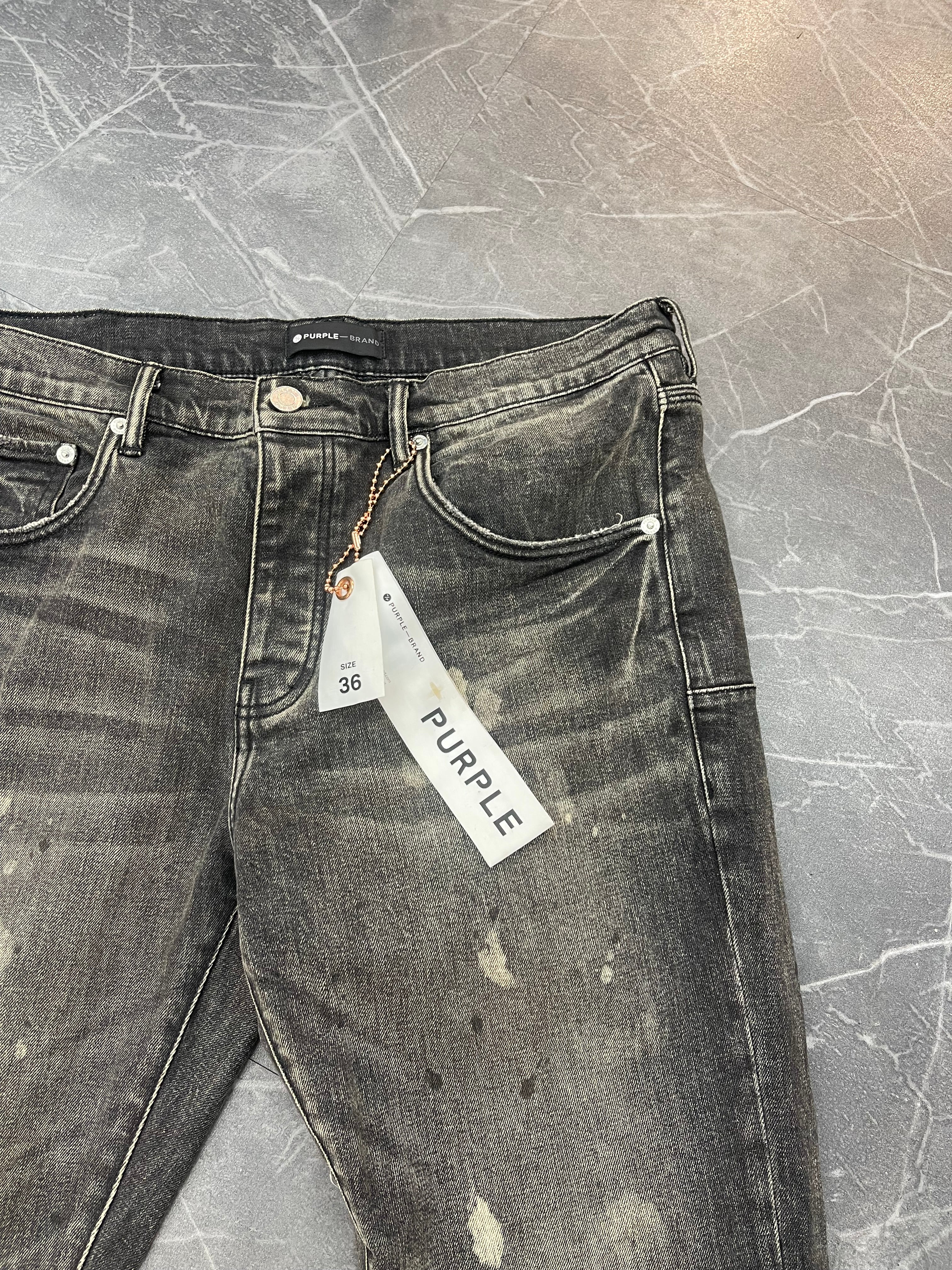 Purple Jeans Washed Grey Paint Splatter (36)
