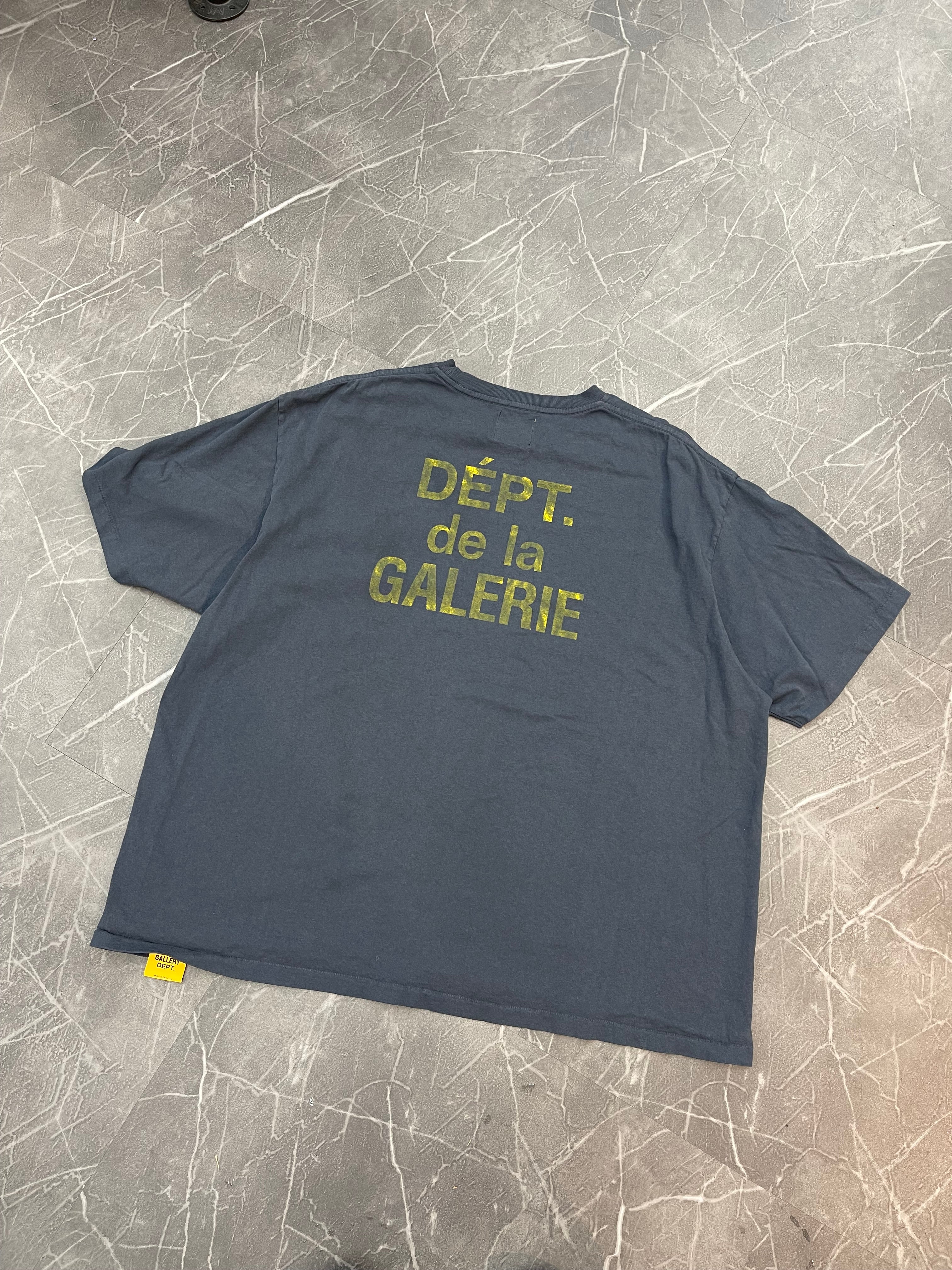 Gallery Dept French Logo Tee Navy Yellow
