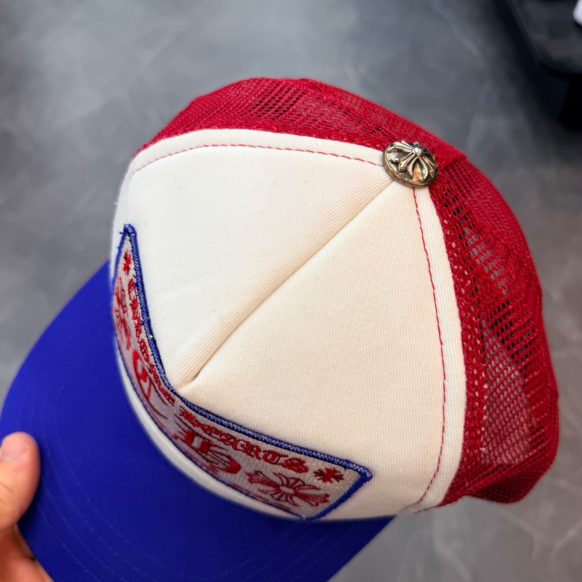 Chrome Hearts Trucker Hat Blue/Red/White - Image 7