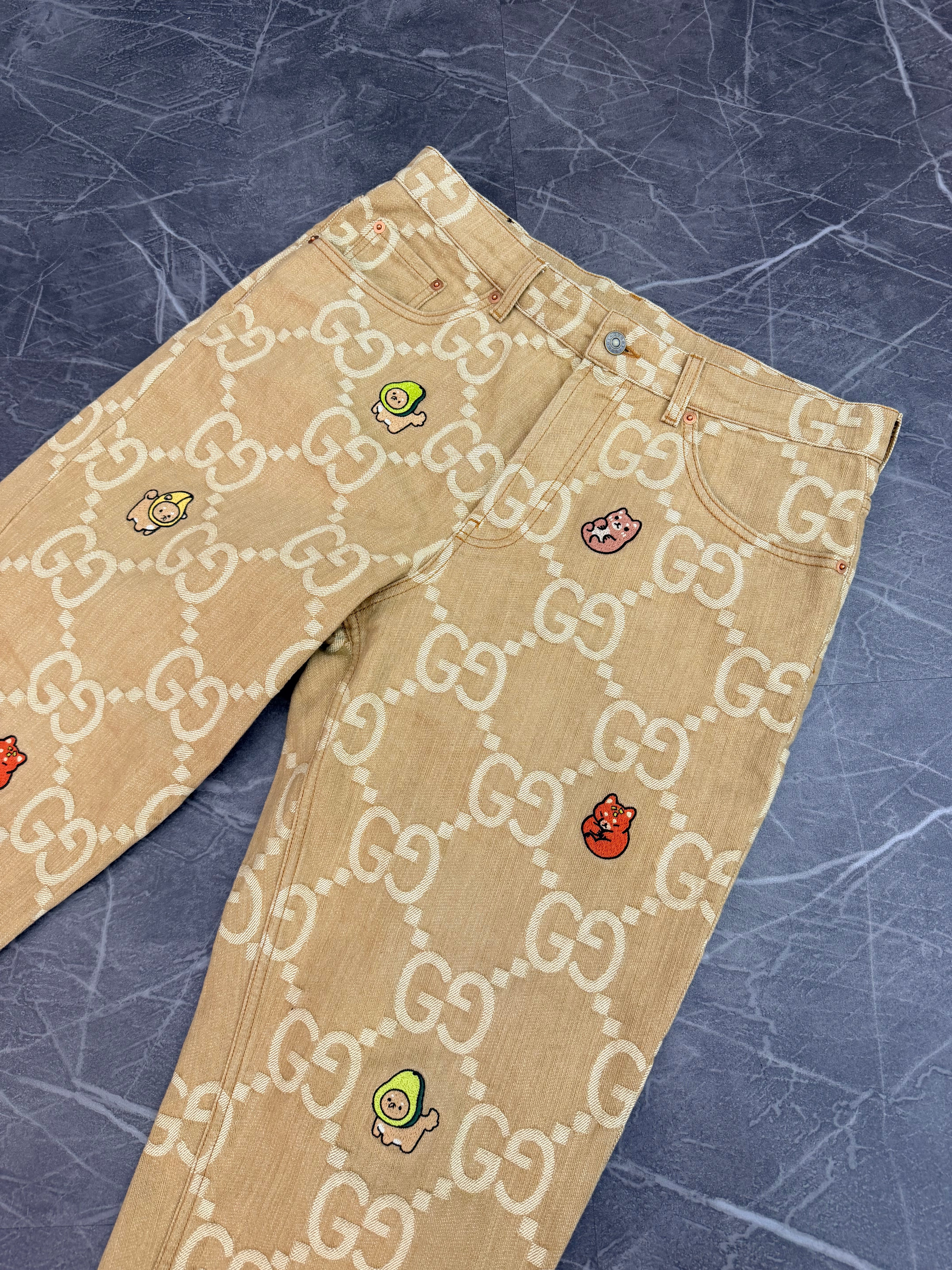Gucci x Pikarar Embroidered Denim Jeans