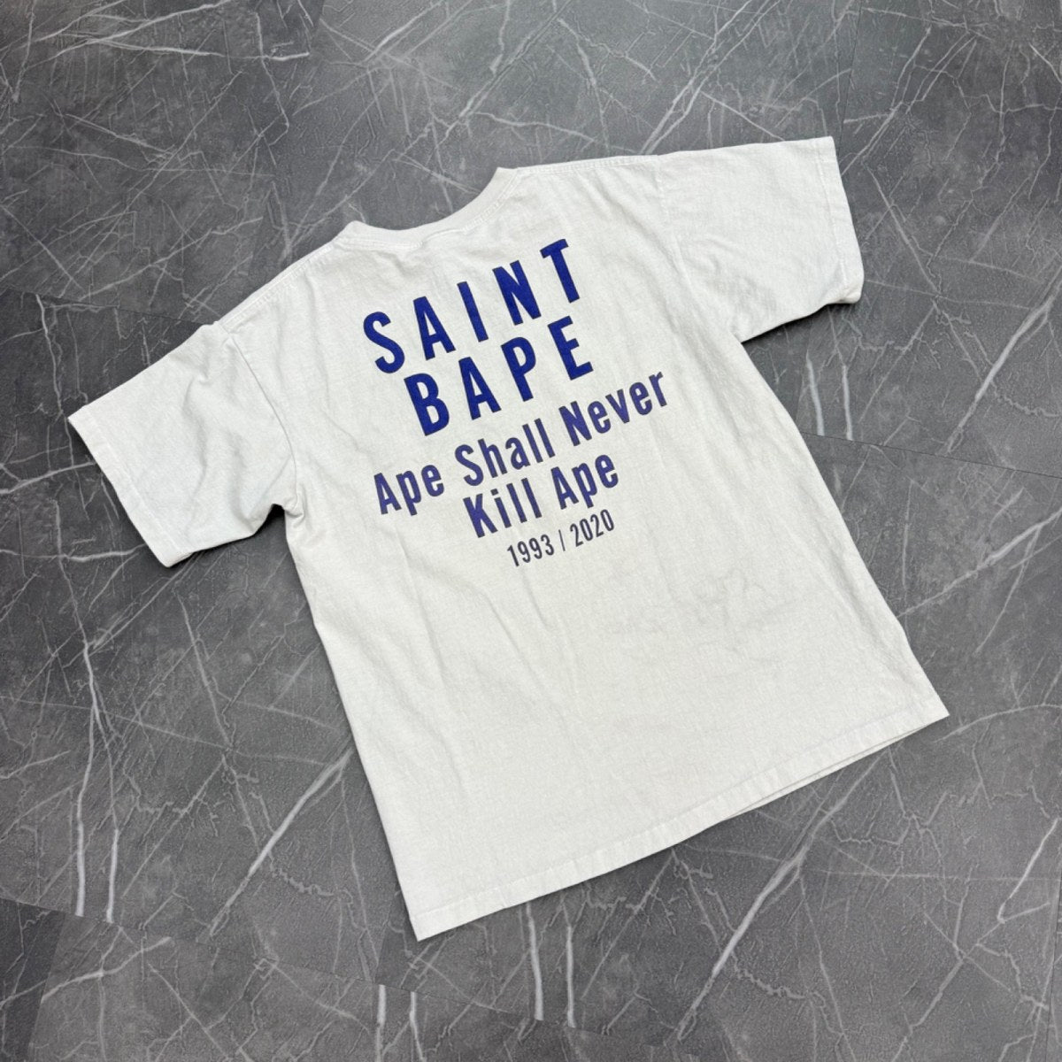 BAPE x Saint Mxxxxxx Skull Tee Vintage White (Size S) (Moderately Worn)